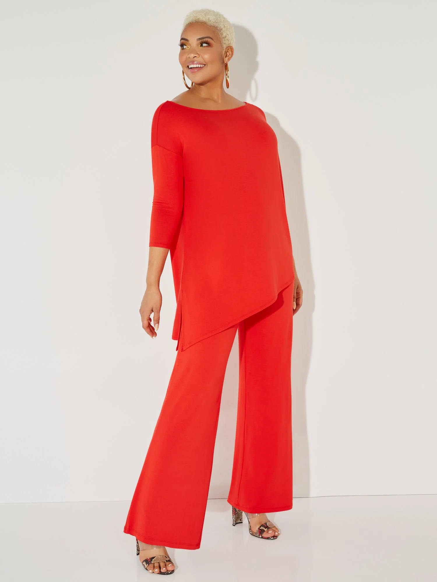 3/4-Sleeve Bateau-Neck Asymmetrical Top - NY&C Style System - Image 6