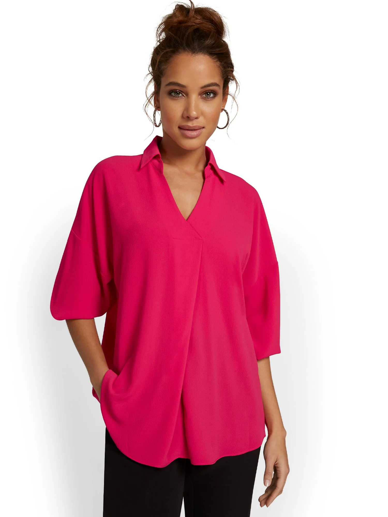 3/4-Sleeve Collar Blouse - Image 5