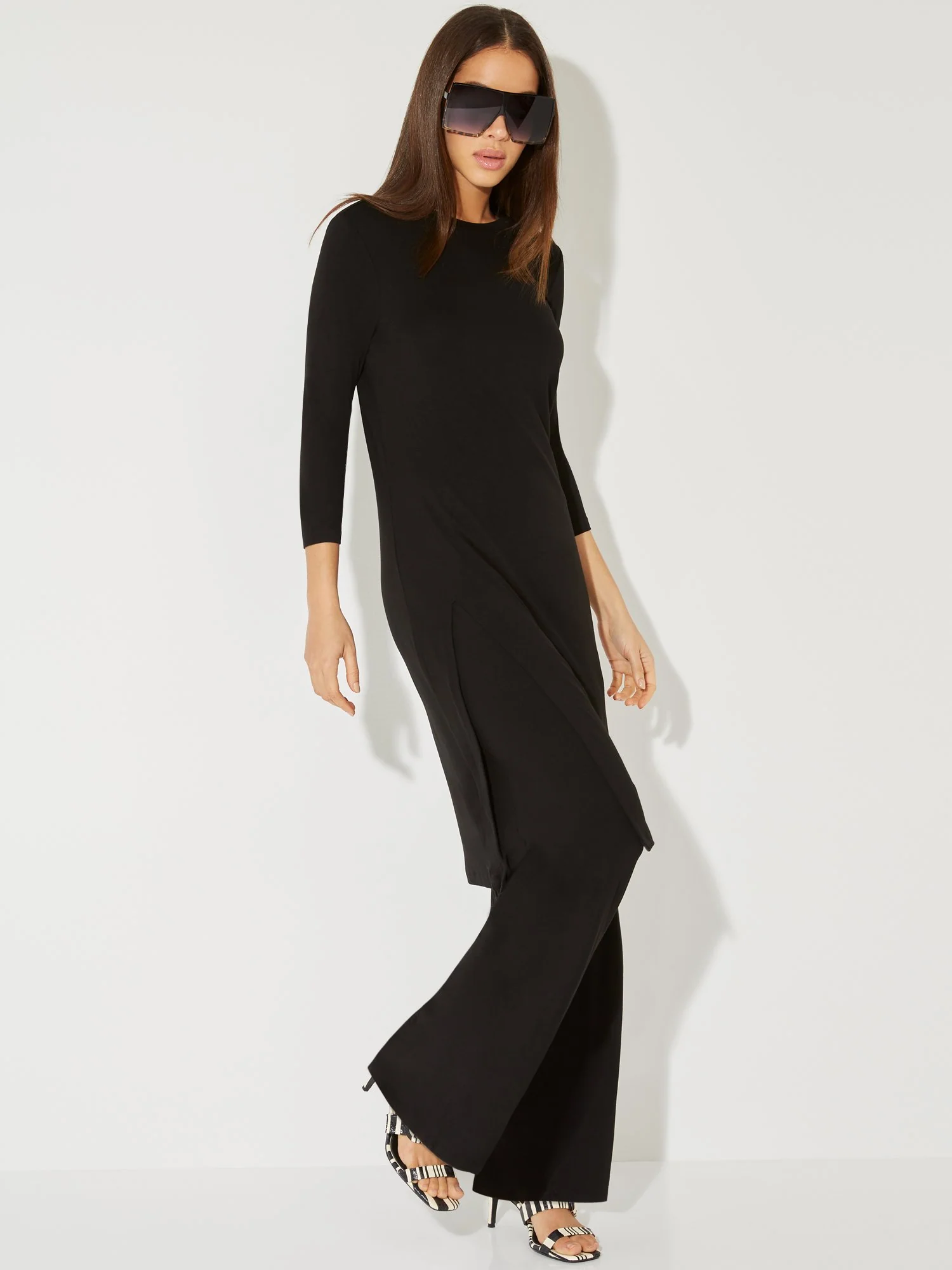 3/4-Sleeve Front-Slit Tunic Top - NY&C Style System - Image 2