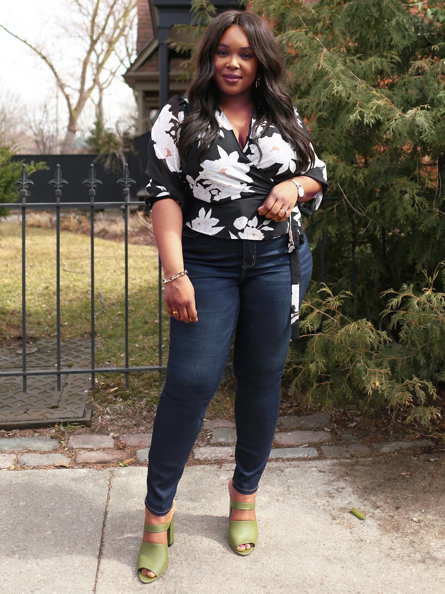 3/4-Sleeve Peplum Wrap Top - The NY&C Legacy Collection