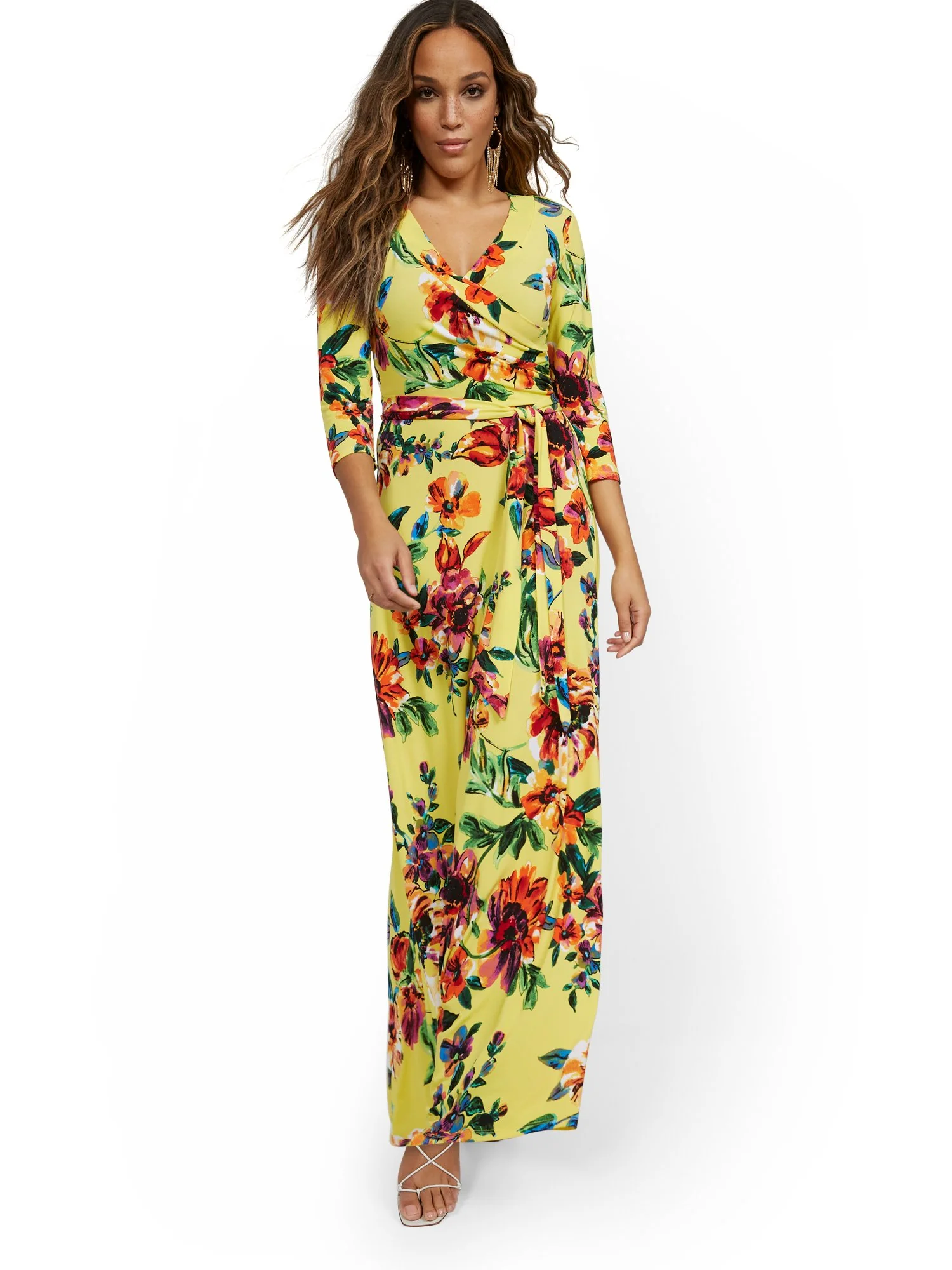 3/4-Sleeve Tie-Front Maxi Dress - Image 2