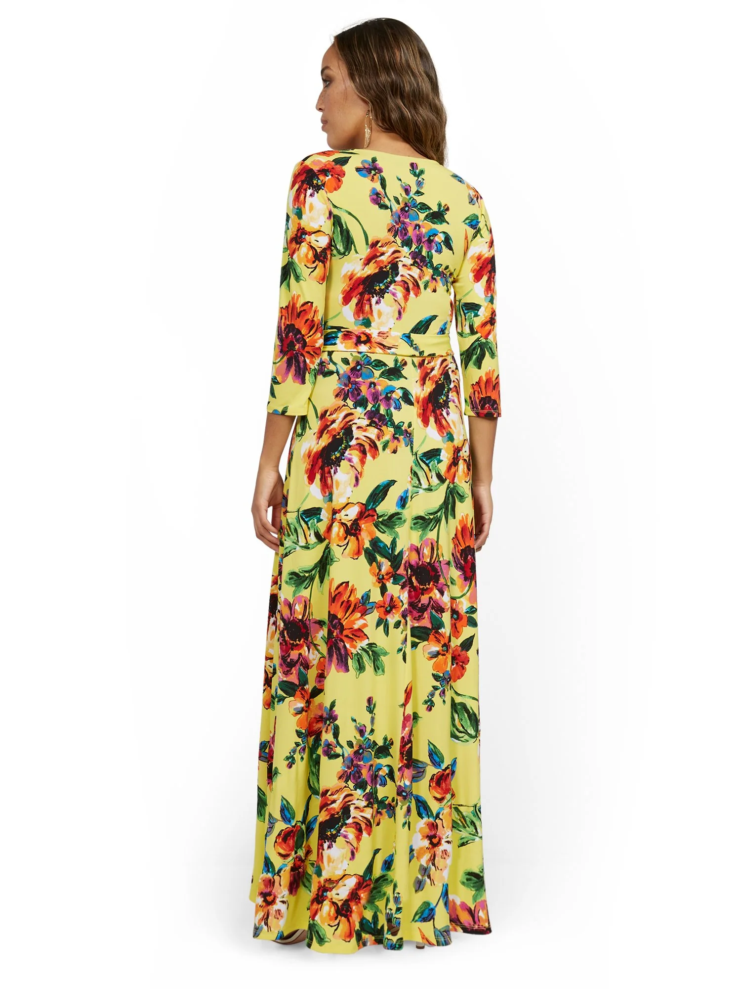 3/4-Sleeve Tie-Front Maxi Dress - Image 3