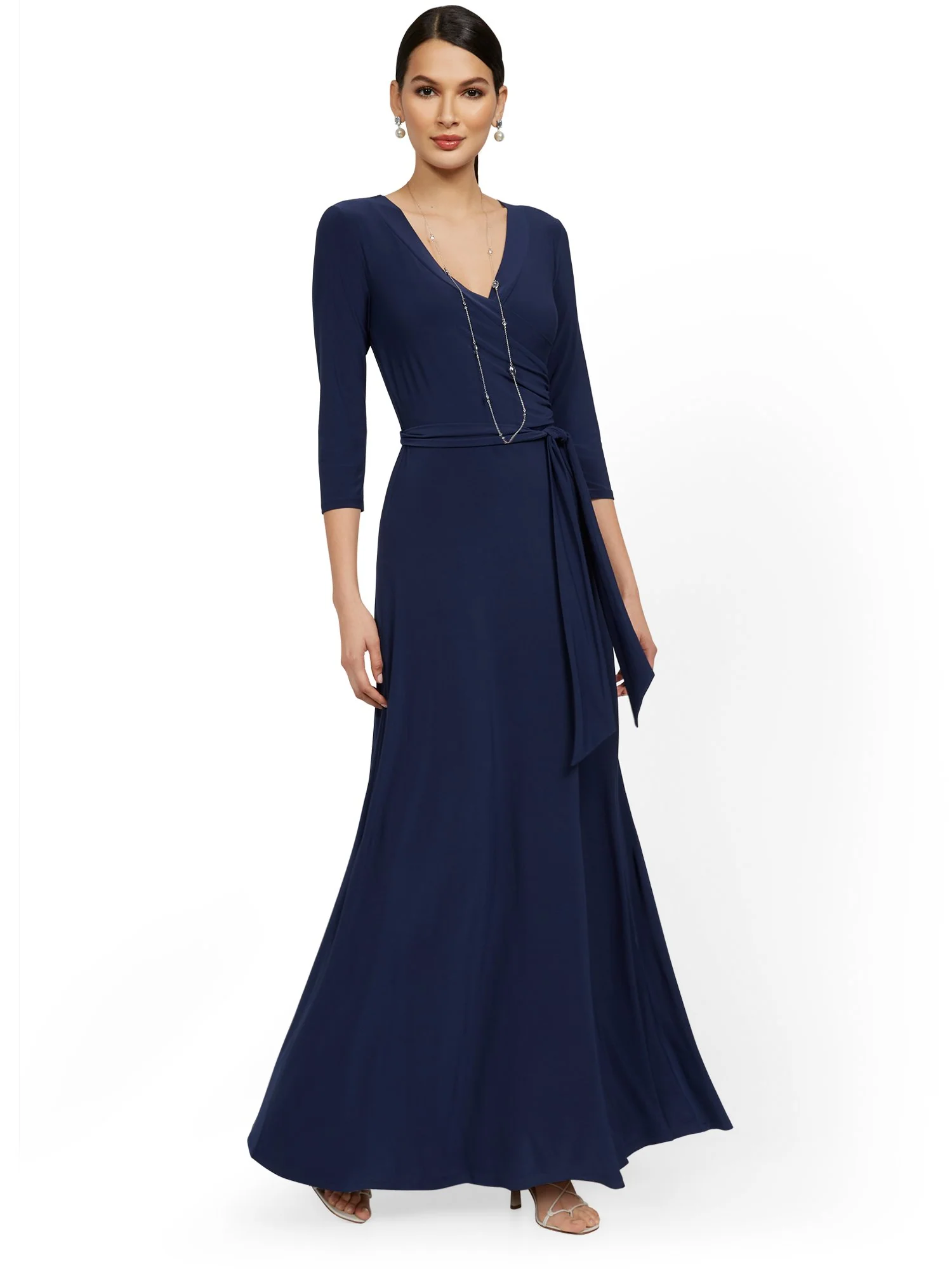 3/4-Sleeve Tie-Front Maxi Dress - Image 2