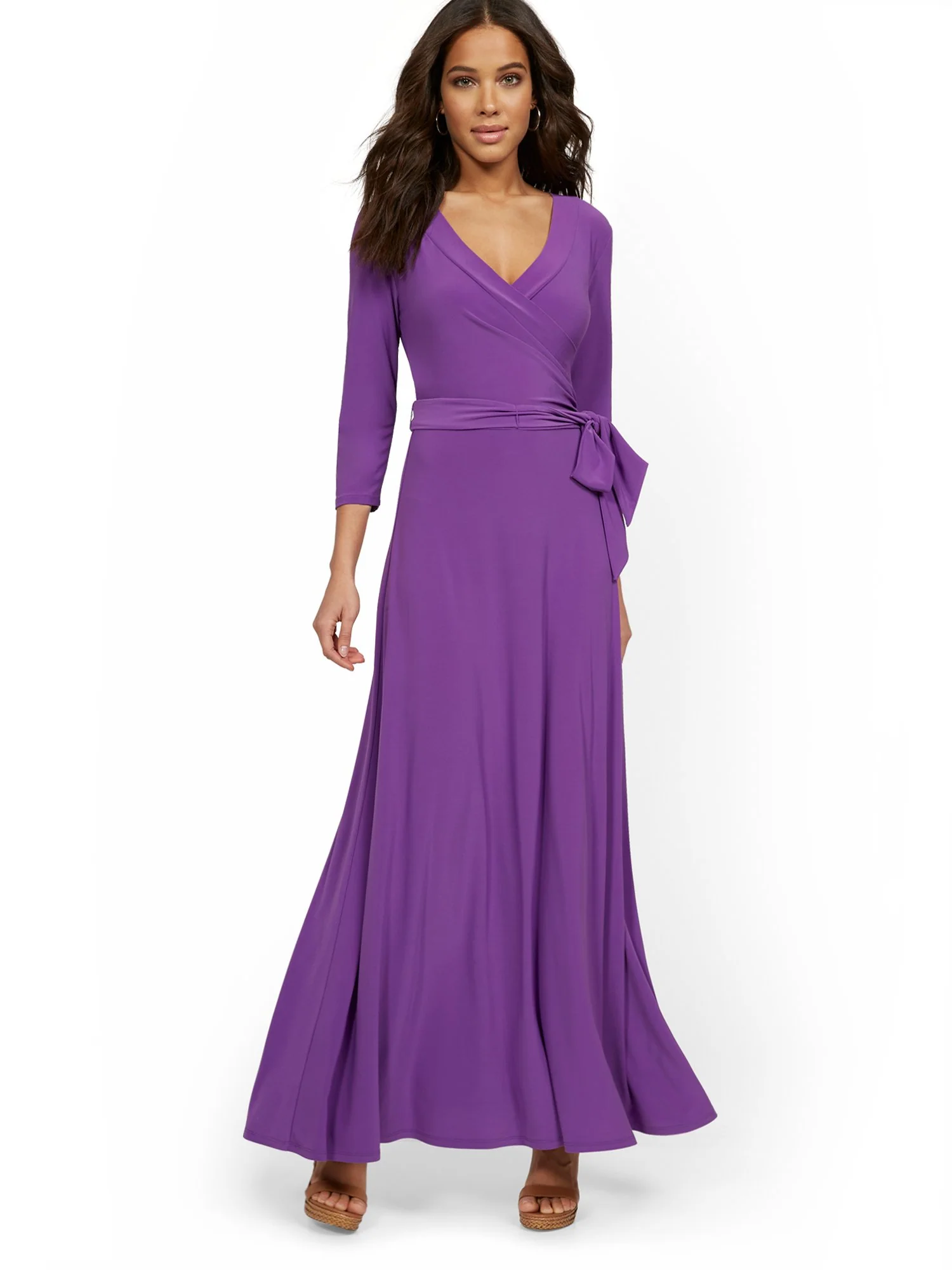 3/4-Sleeve Tie-Front Maxi Dress - Image 6