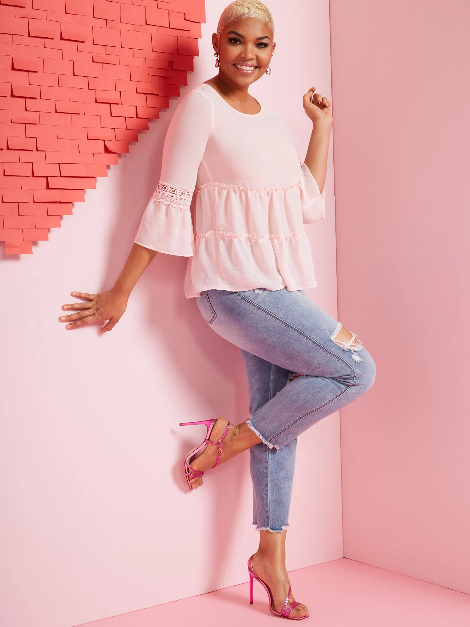 3/4-Sleeve Tiered Blouse - Image 5