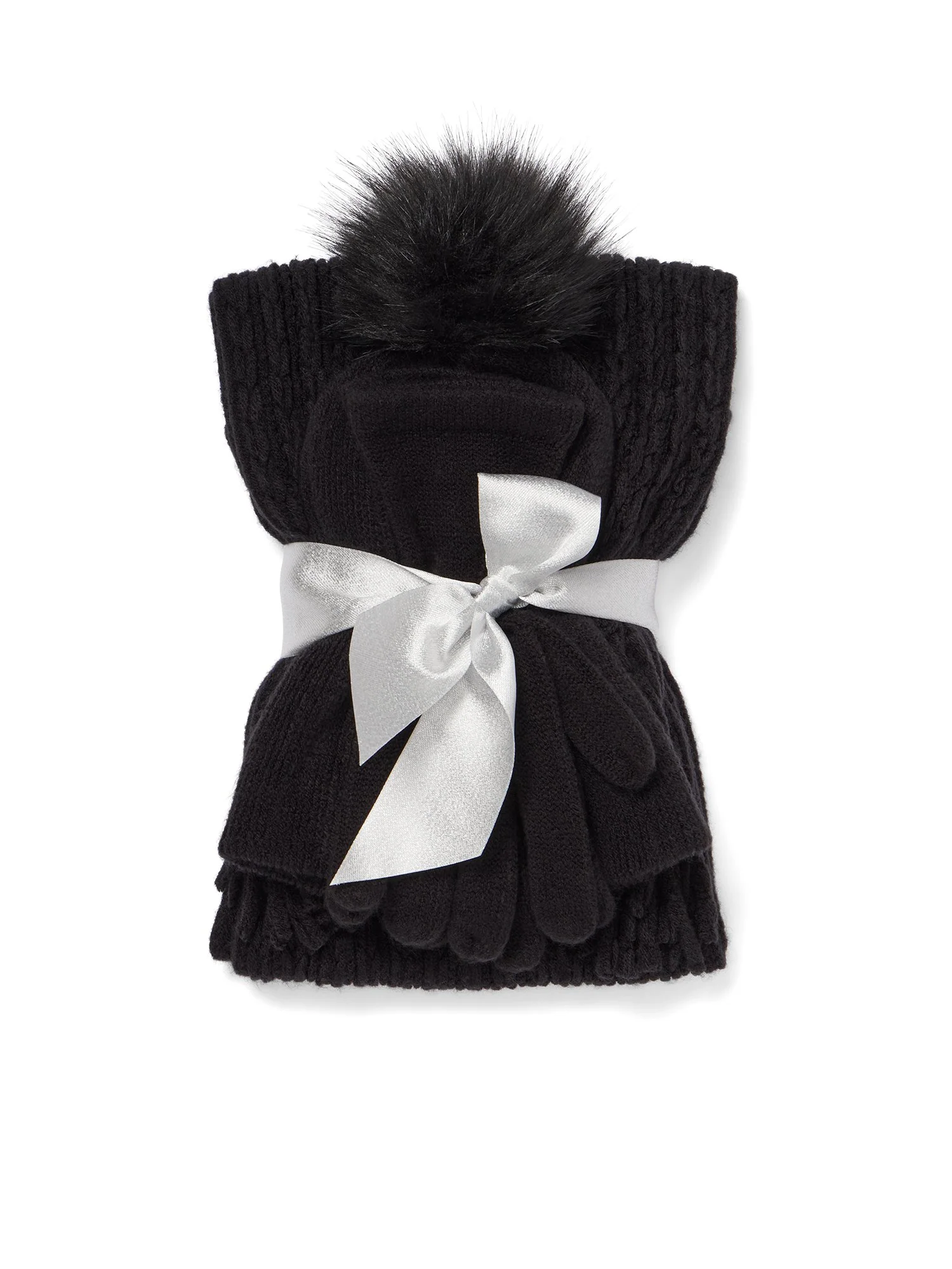 3-Piece Cable-Knit Scarf, Hat & Gloves Set