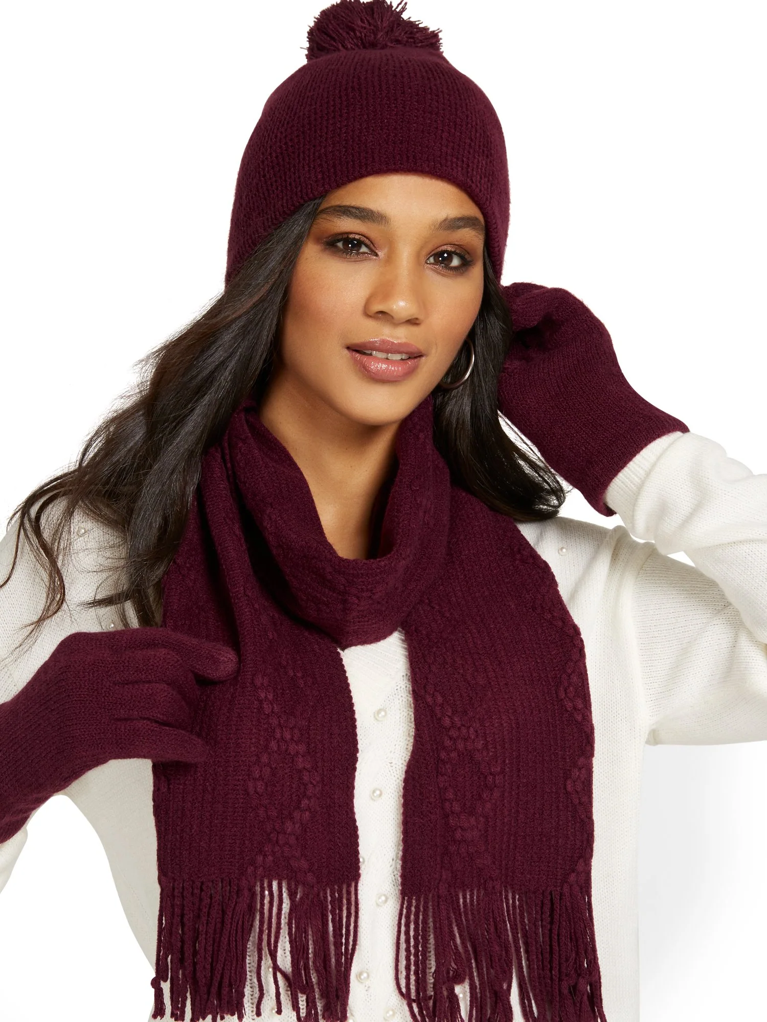 3-Piece Cable-Knit Scarf, Hat & Gloves Set - Image 20