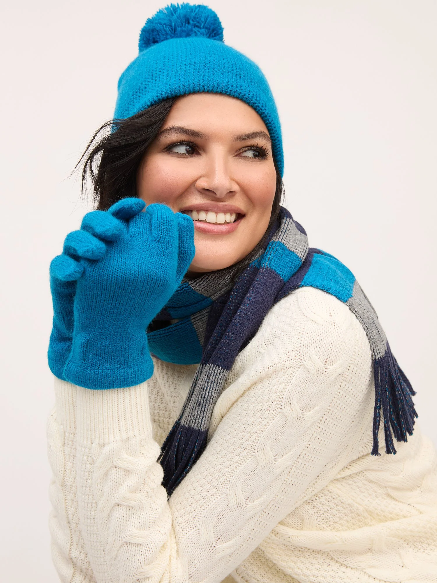 3-Piece Colorblock Scarf, Hat & Gloves Set - Image 7