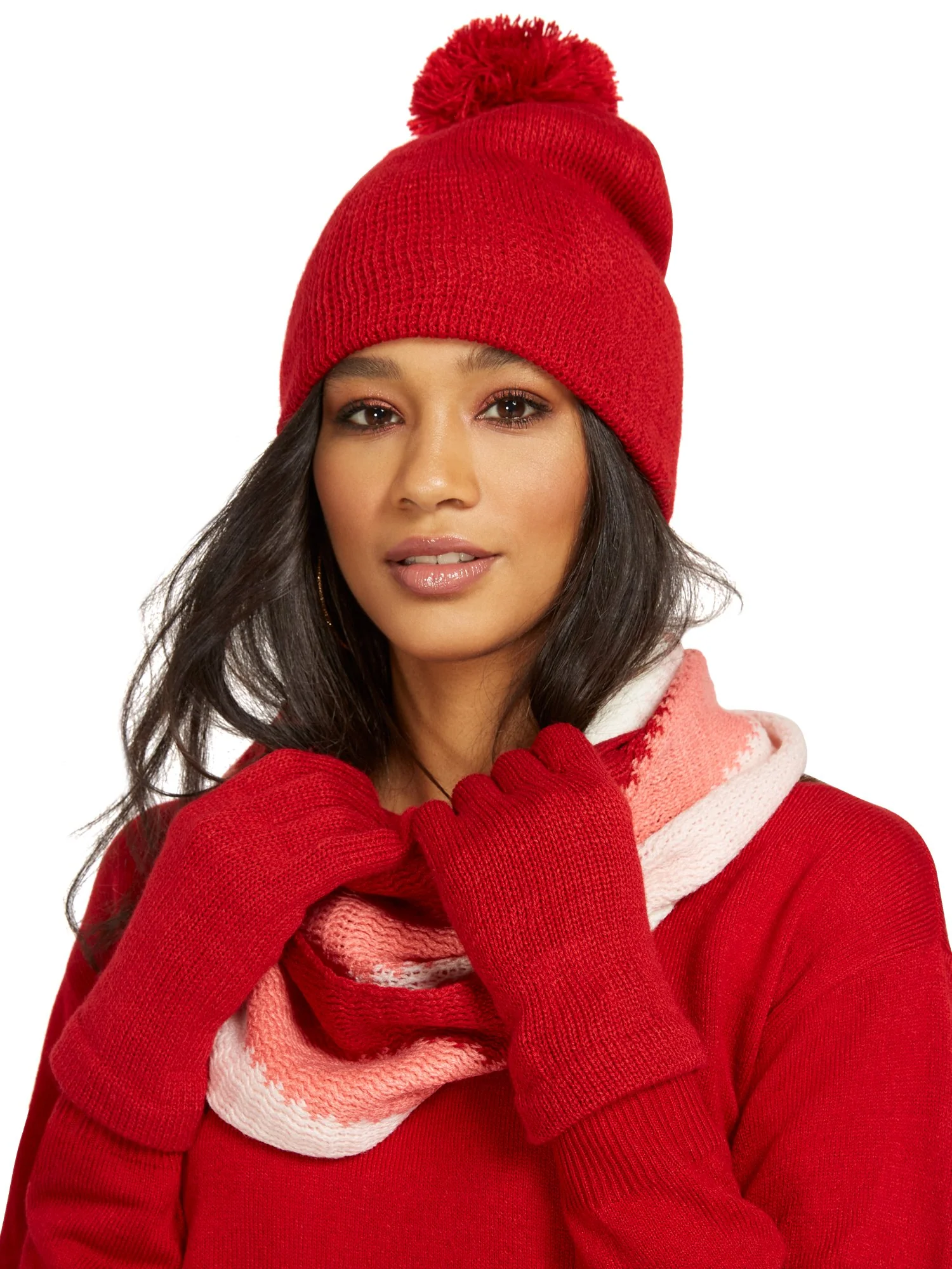 3-Piece Colorblock Scarf, Hat & Gloves Set - Image 3