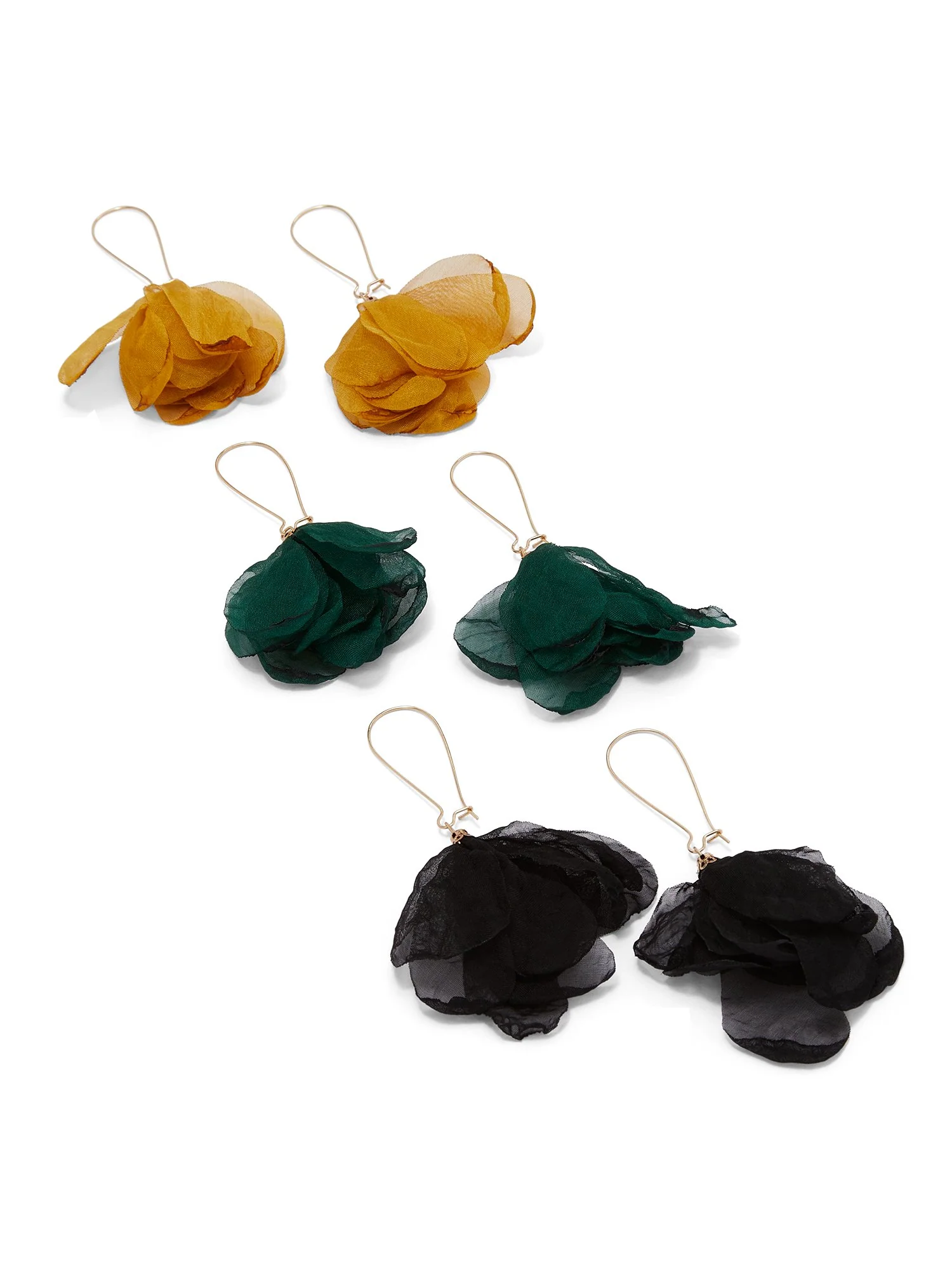 3-Piece Floral-Fabric Drop Earrings Set - Image 2