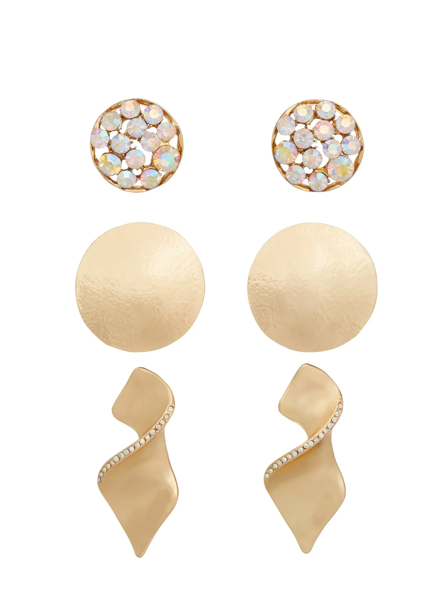 3-Piece Gold-Tone Geometric Earrings Set
