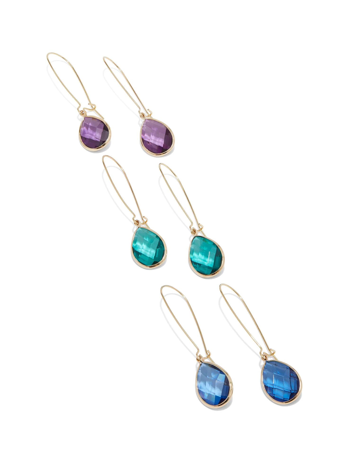 3-Piece Jewel-Tone Drop Earrings Set - Image 2