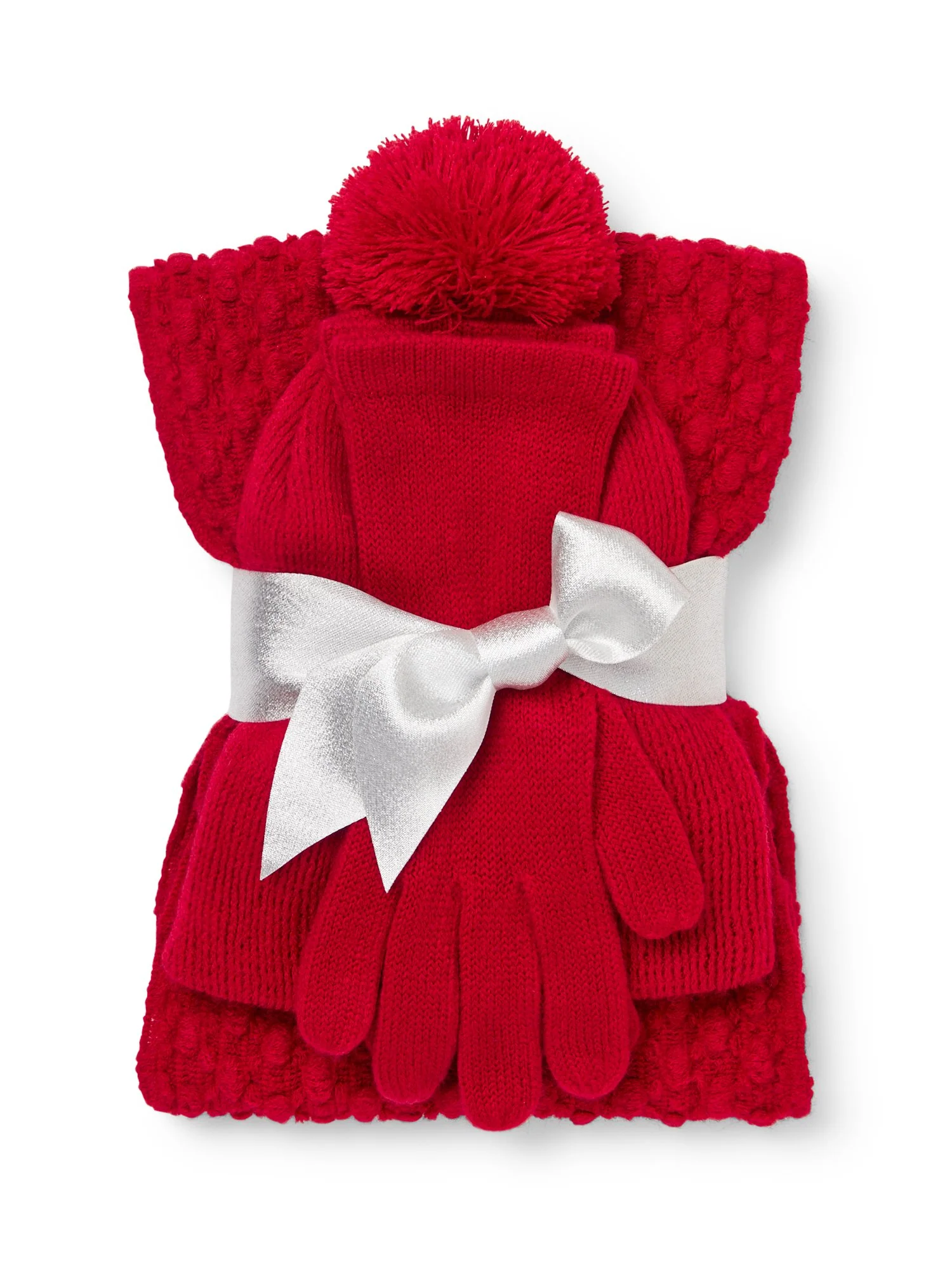 3-Piece Popcorn Knit Scarf, Hat & Gloves Set - Image 17