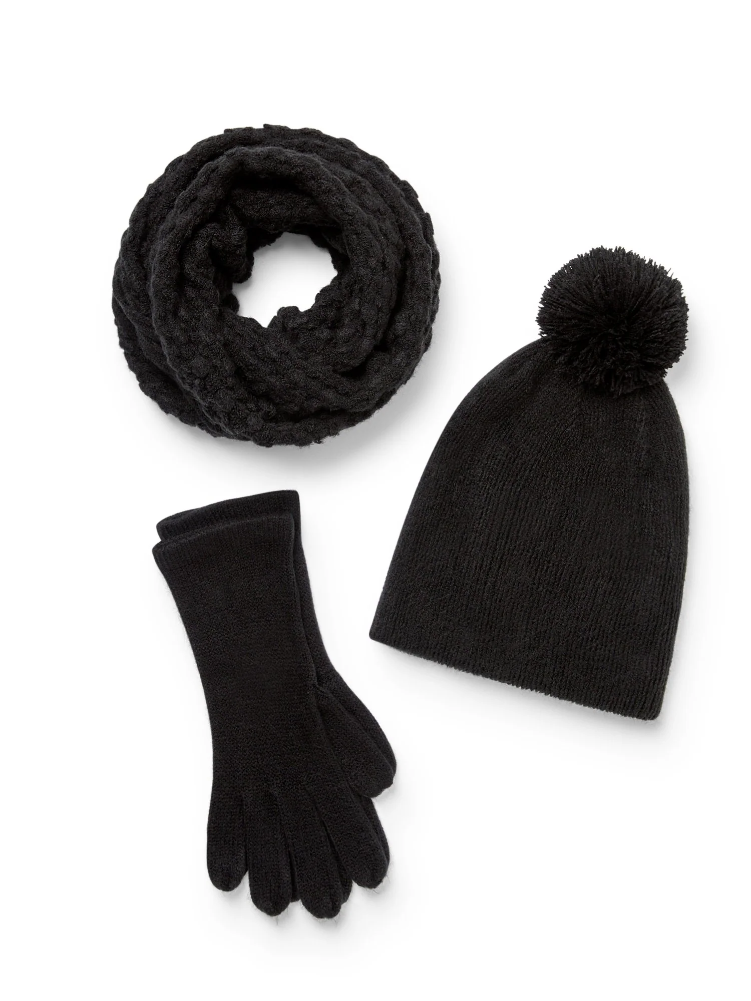3-Piece Popcorn Knit Scarf, Hat & Gloves Set - Image 4
