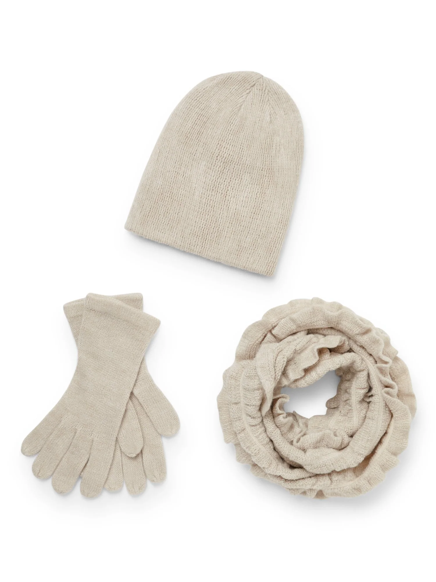 3-Piece Ruffled Scarf, Hat & Gloves Set - Image 15