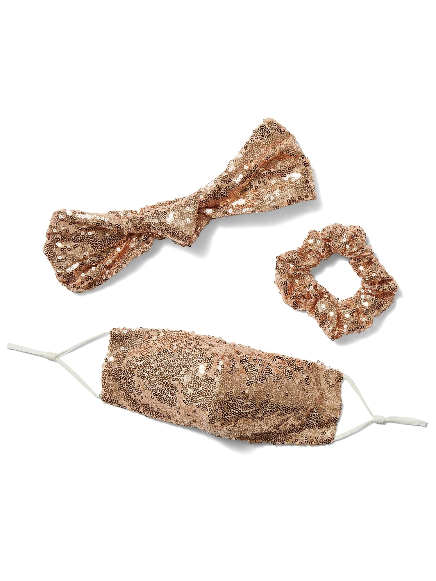 3-Piece Sequined Mask, Scrunchie & Hairband Set - Image 6