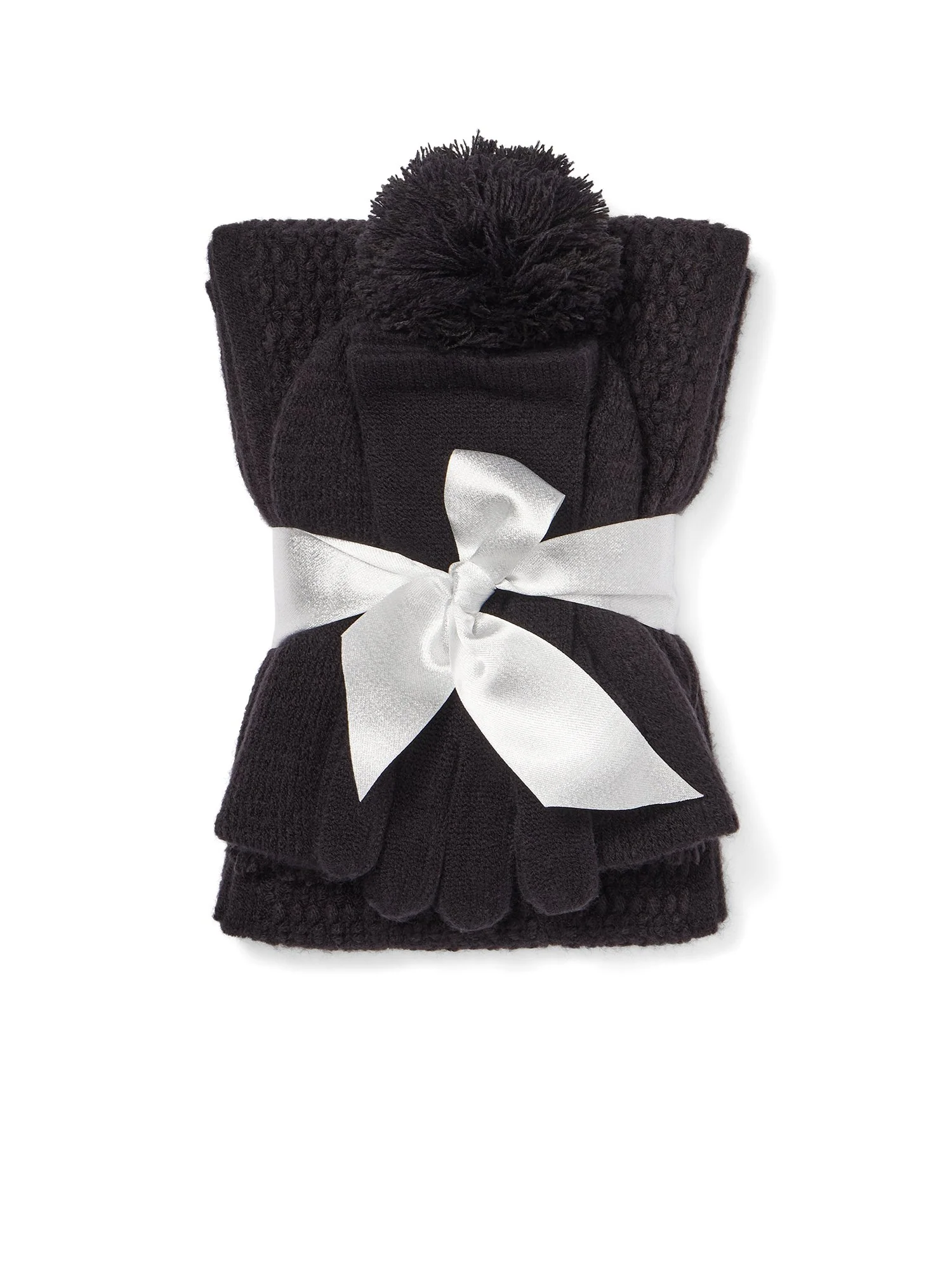 3-Piece Square-Stitch Scarf, Hat & Gloves Set