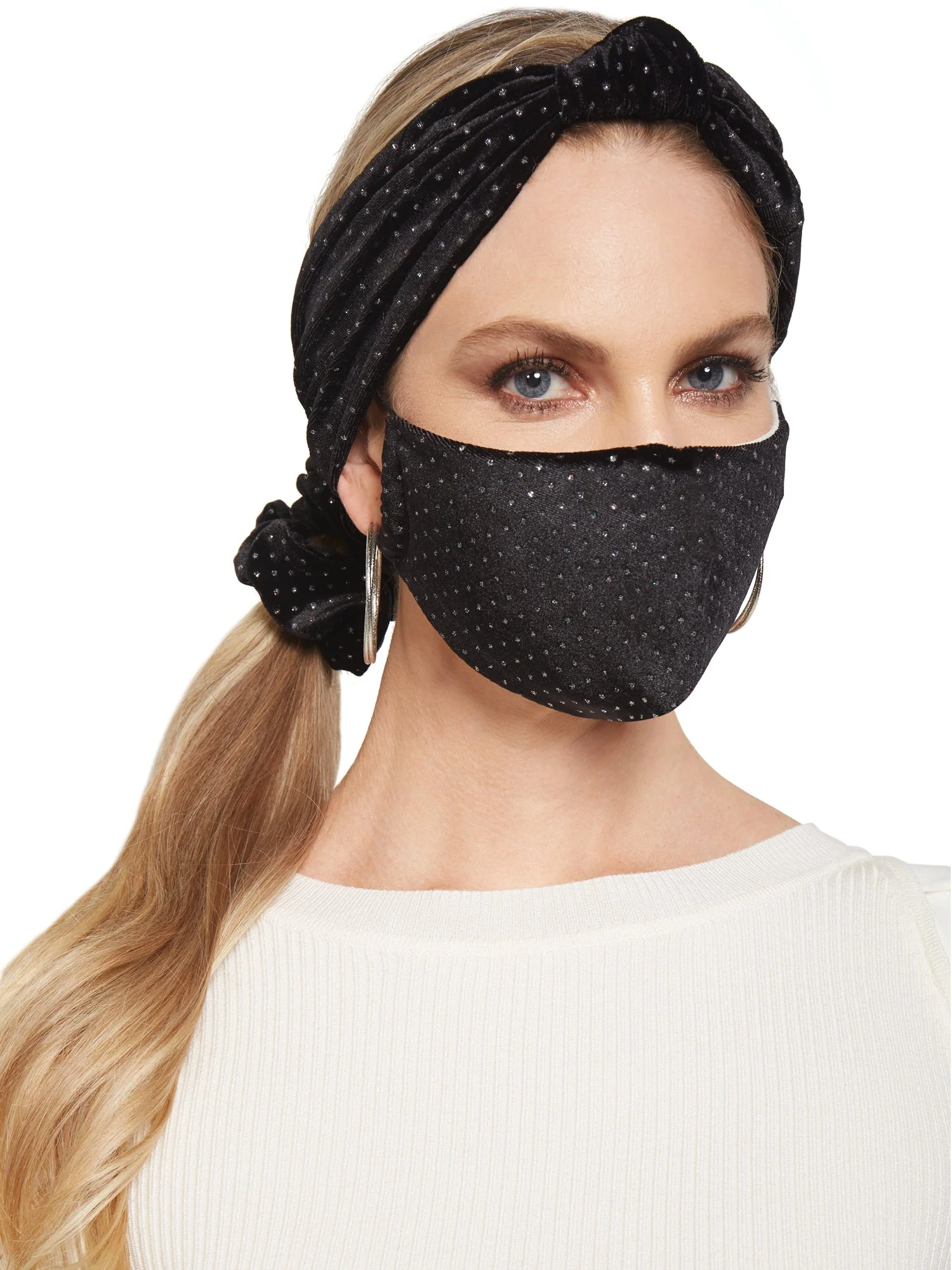 3-Piece Stud Mask, Scrunchie & Hairband Set - Image 3