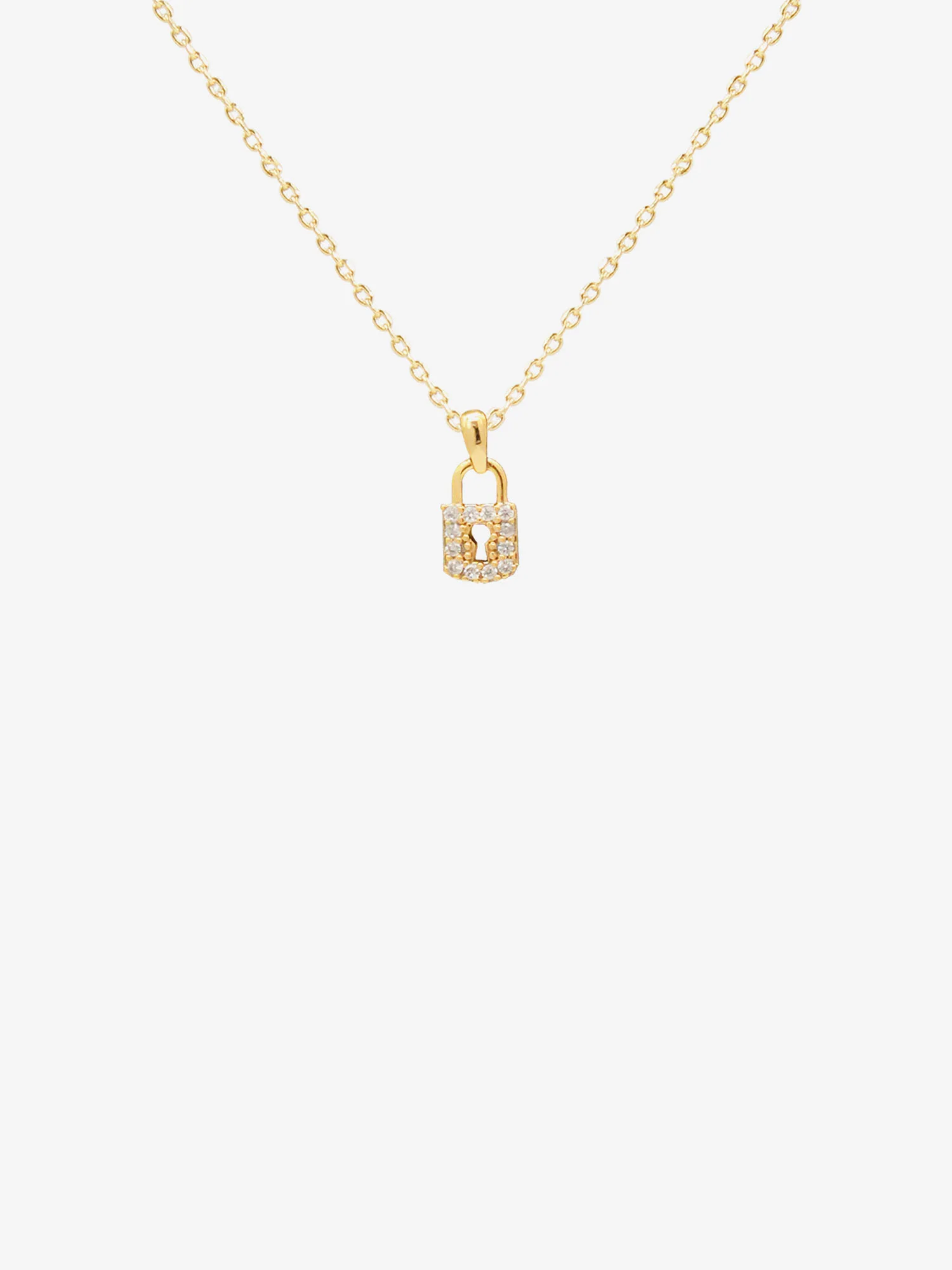 Secret Box 14K Gold CZ Lock Necklace - Brands We Love