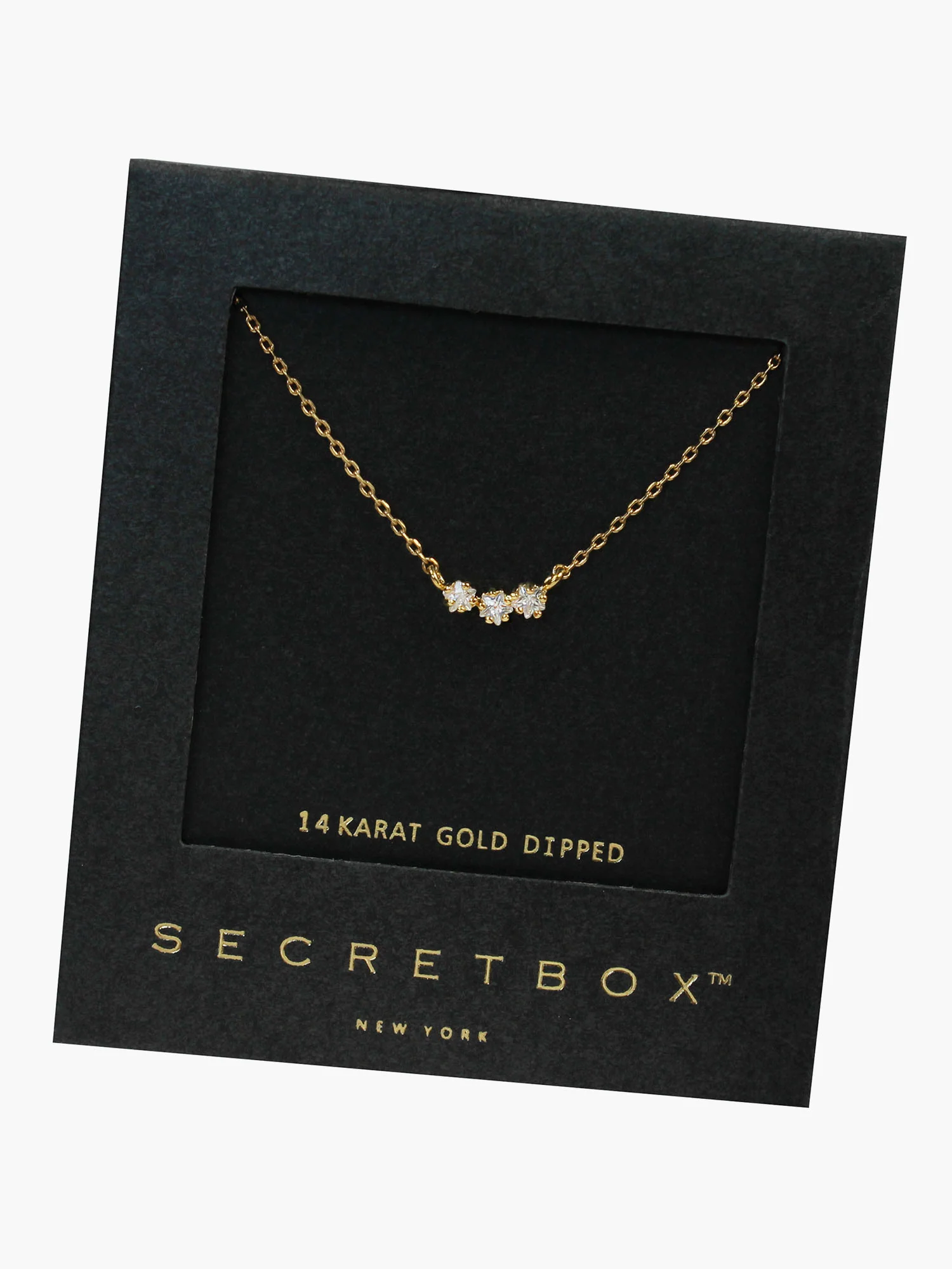 Secret Box 14K Gold CZ Triple Star Necklace – Brands We Love - Image 2