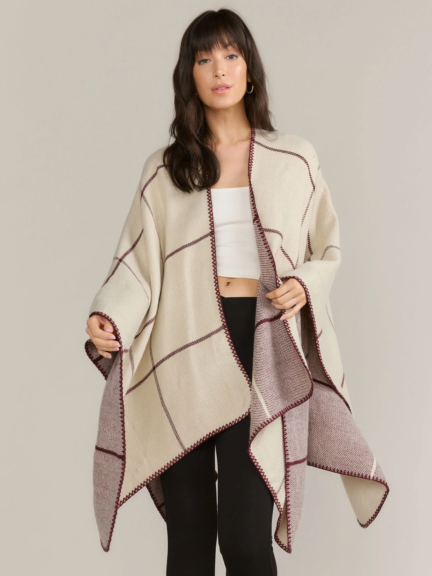 Reversible Windowpane Ruana - Image 2