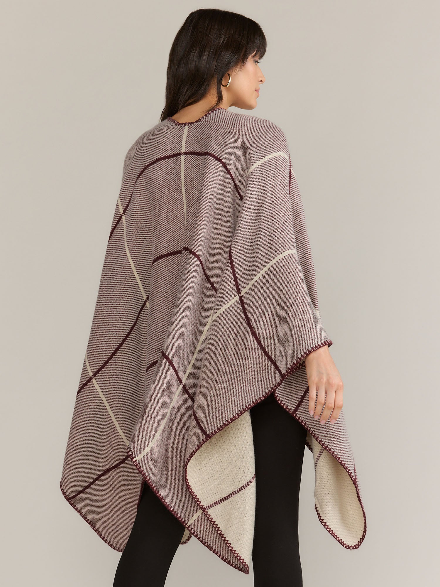 Reversible Windowpane Ruana - Image 3