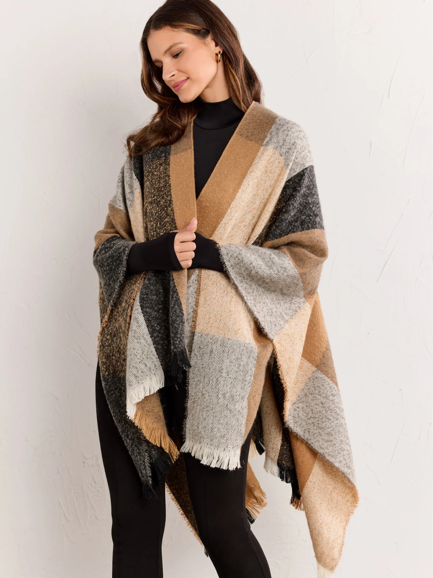 Jacob Ash Brushed Plaid Ruana - Brands We Love - Image 2