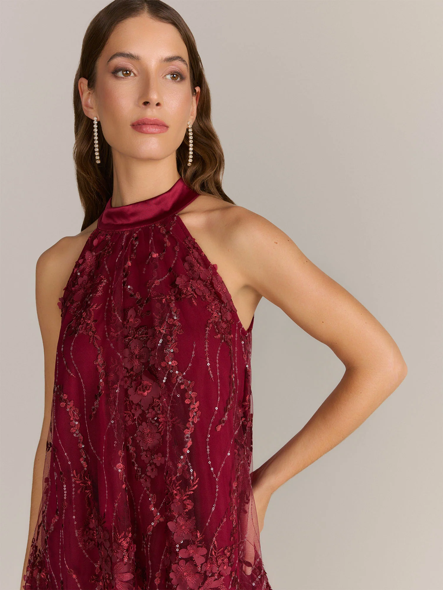 3D Floral Halter Neck Dress - Image 3