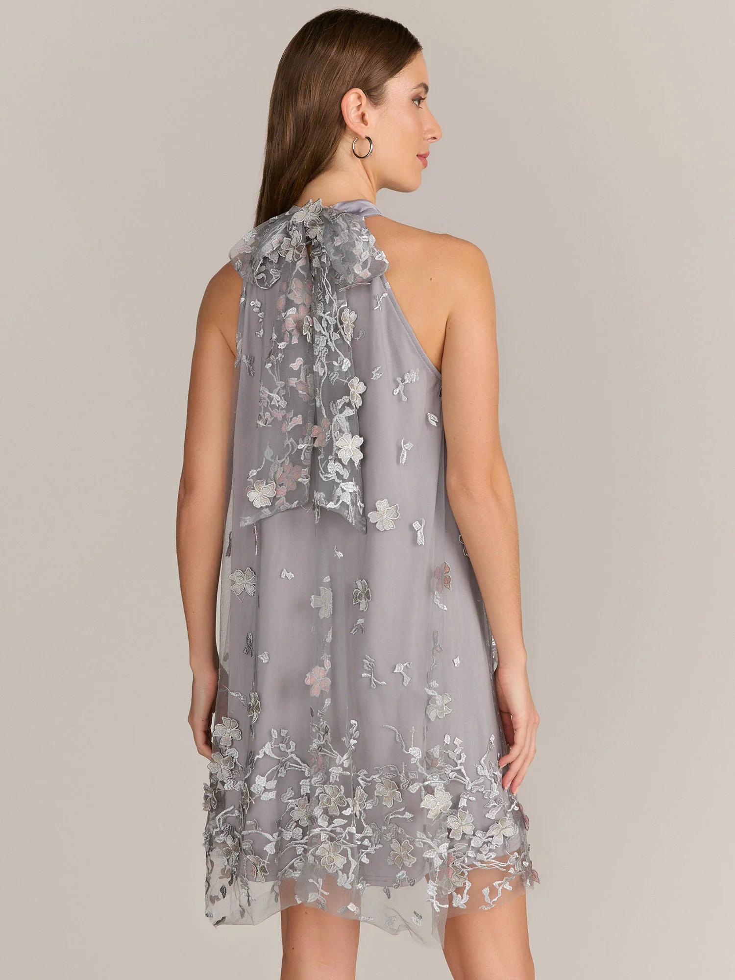 Lena 3D Floral Metallic Halter Neck Dress - Brands We Love - Image 3