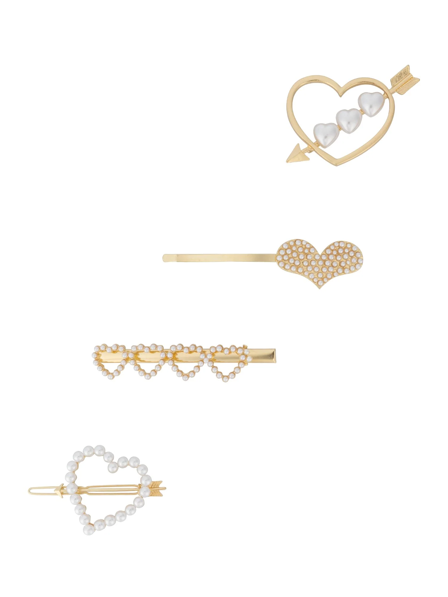 4-Piece Heart Hair-Clip Set