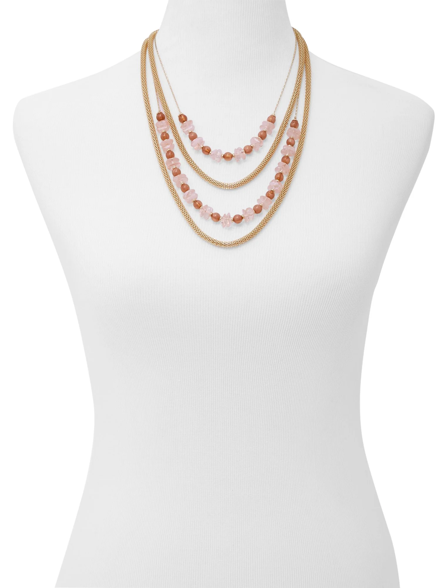 4-Row Goldtone Beaded Necklace - Image 2