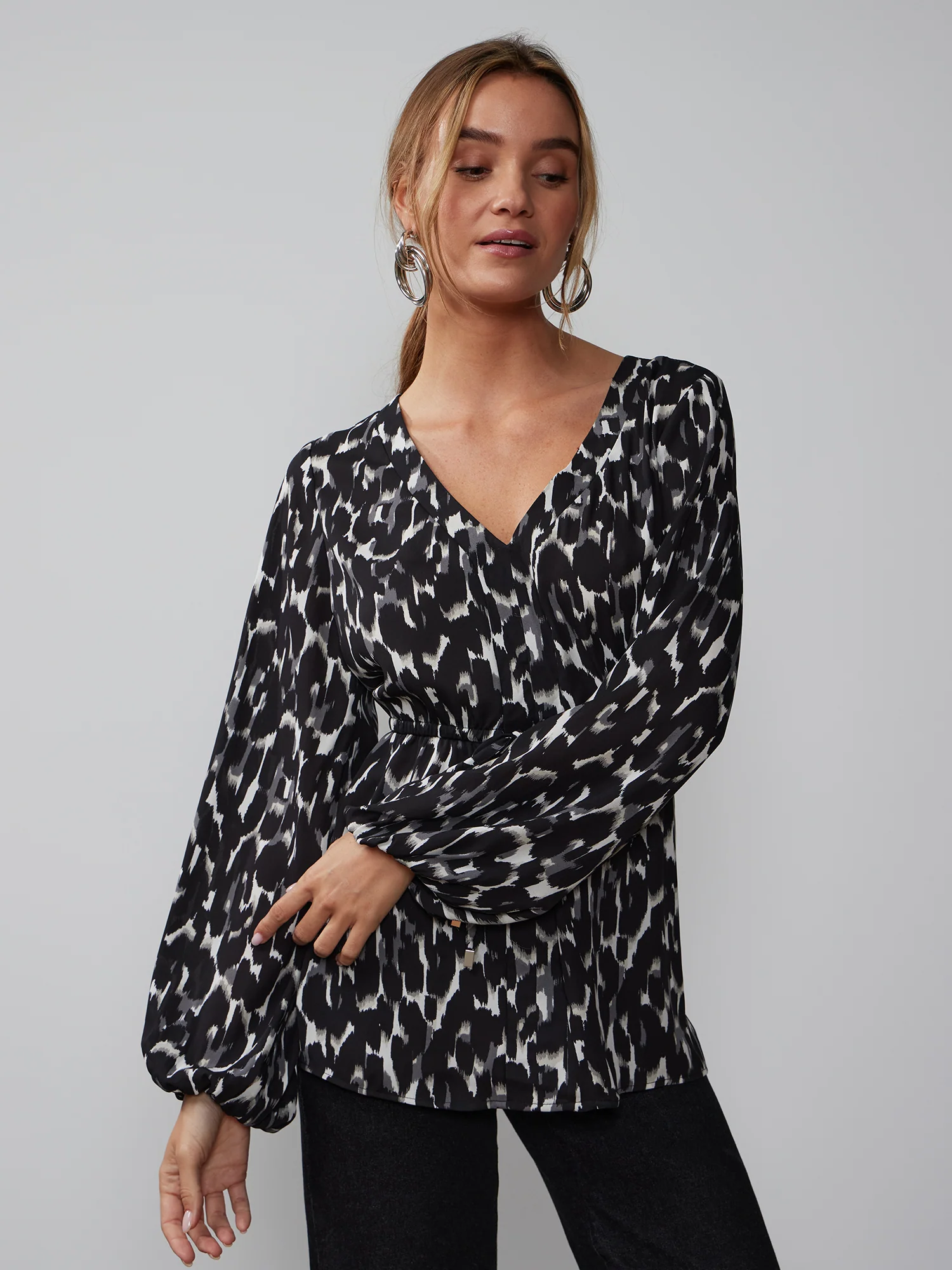 Long Sleeve Animal Print Top