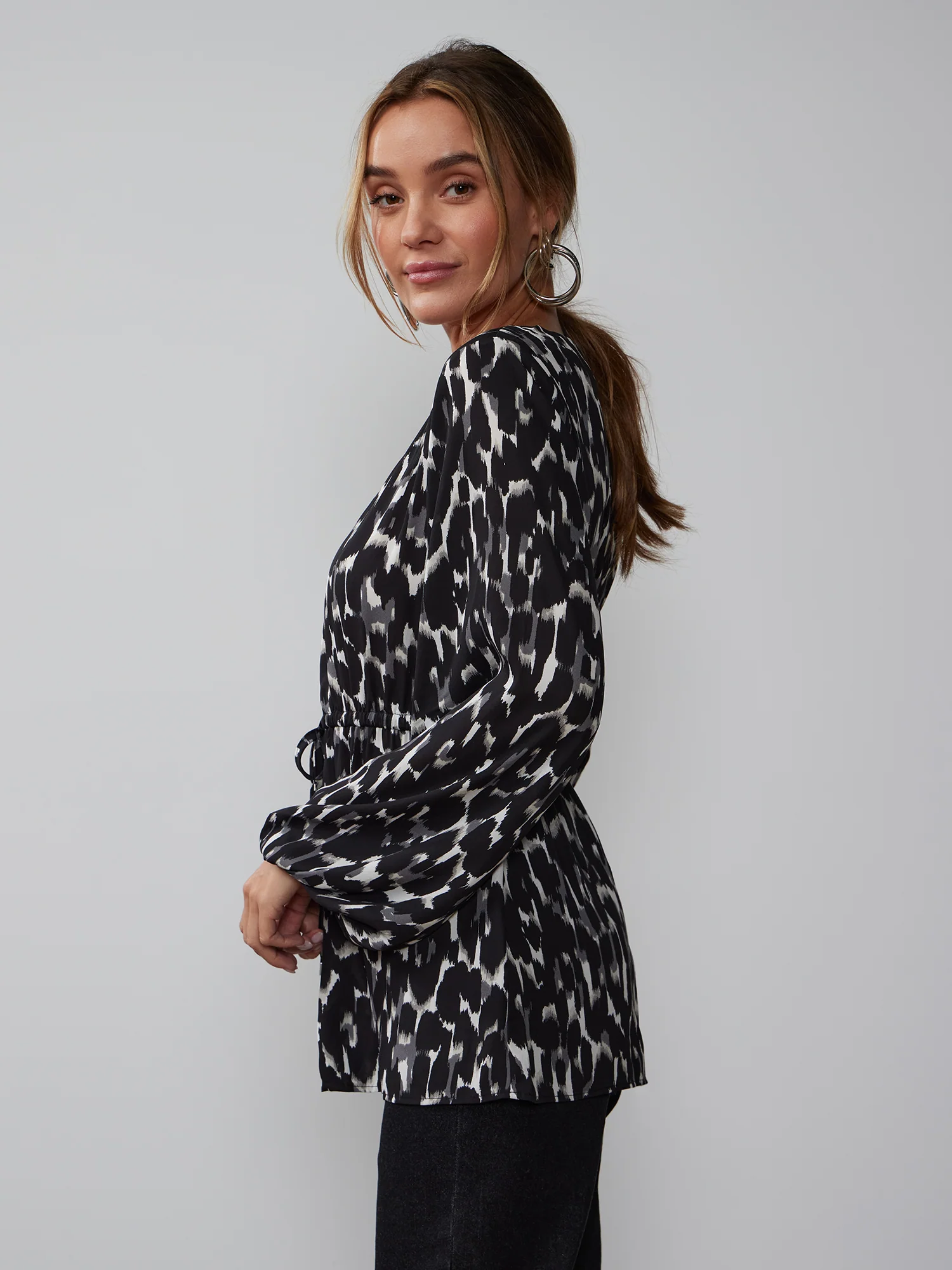 Long Sleeve Animal Print Top - Image 2