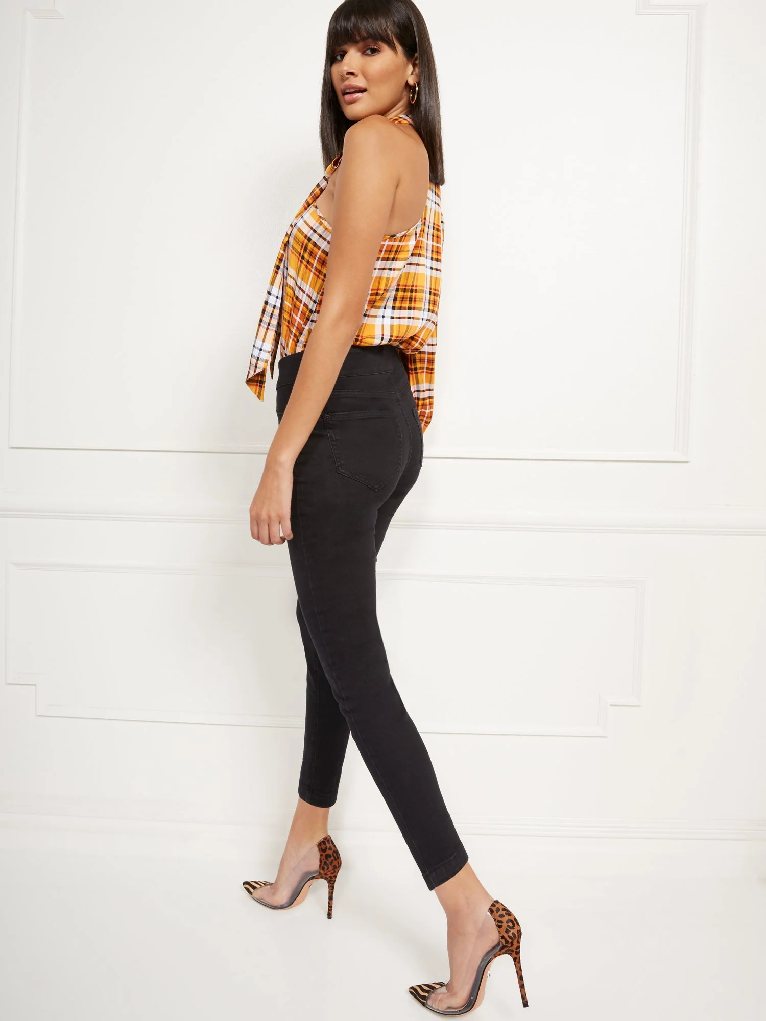 High Rise Pull On Skinny Jeans - Image 2