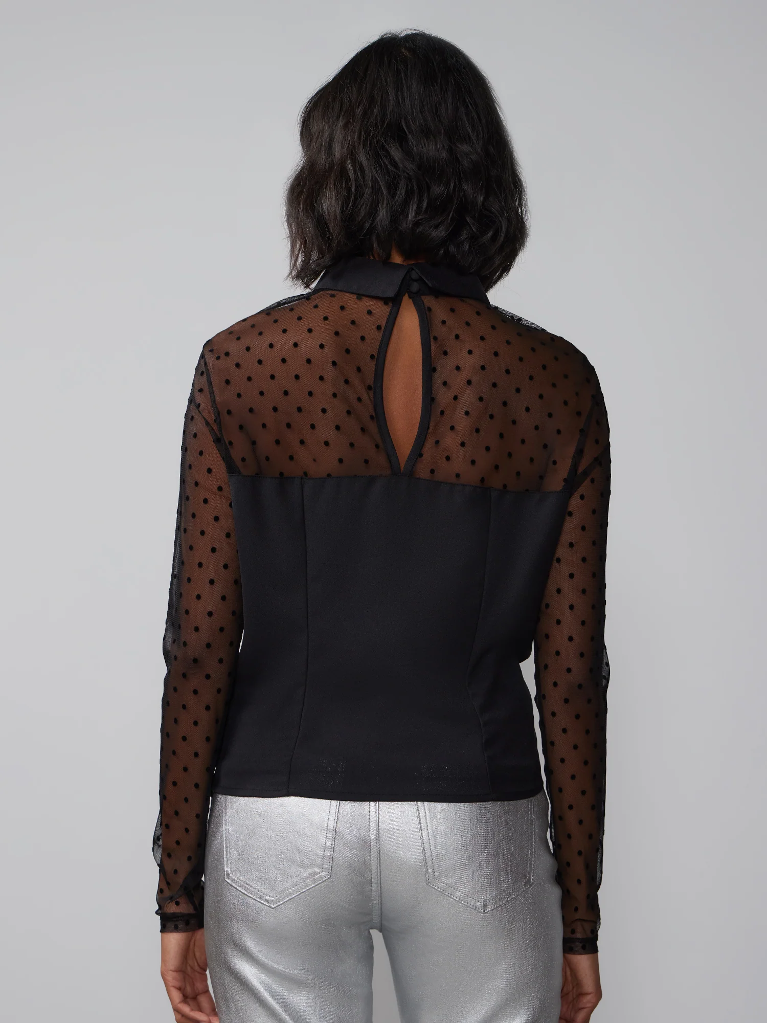 Long Sleeve Corset Bodice Mesh Top - Image 3