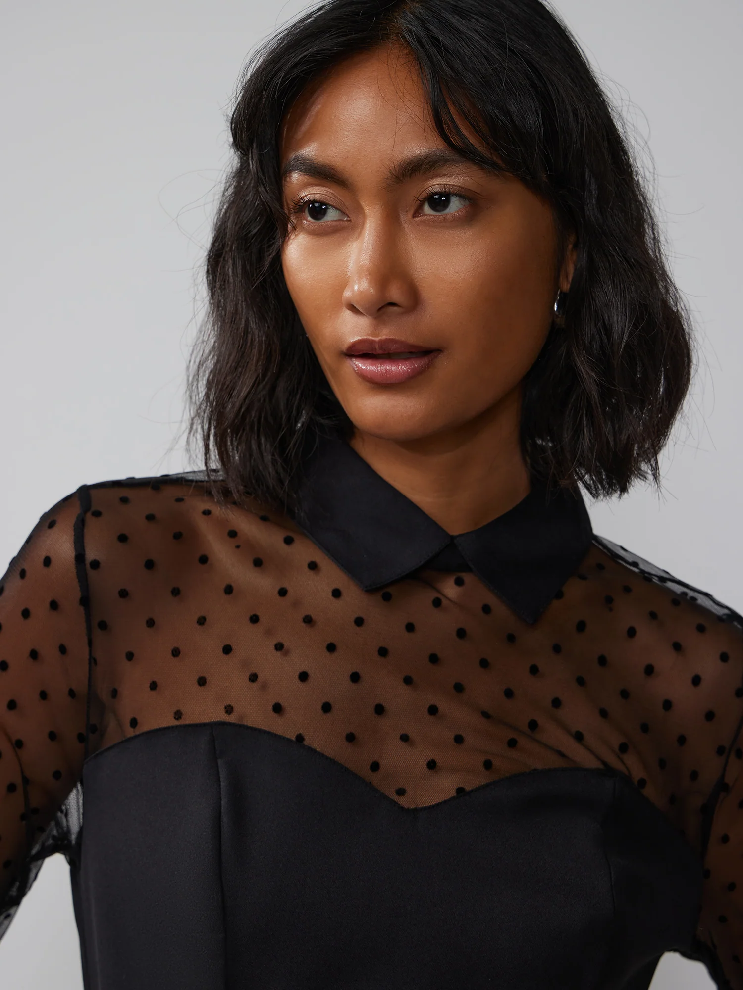 Long Sleeve Corset Bodice Mesh Top - Image 4