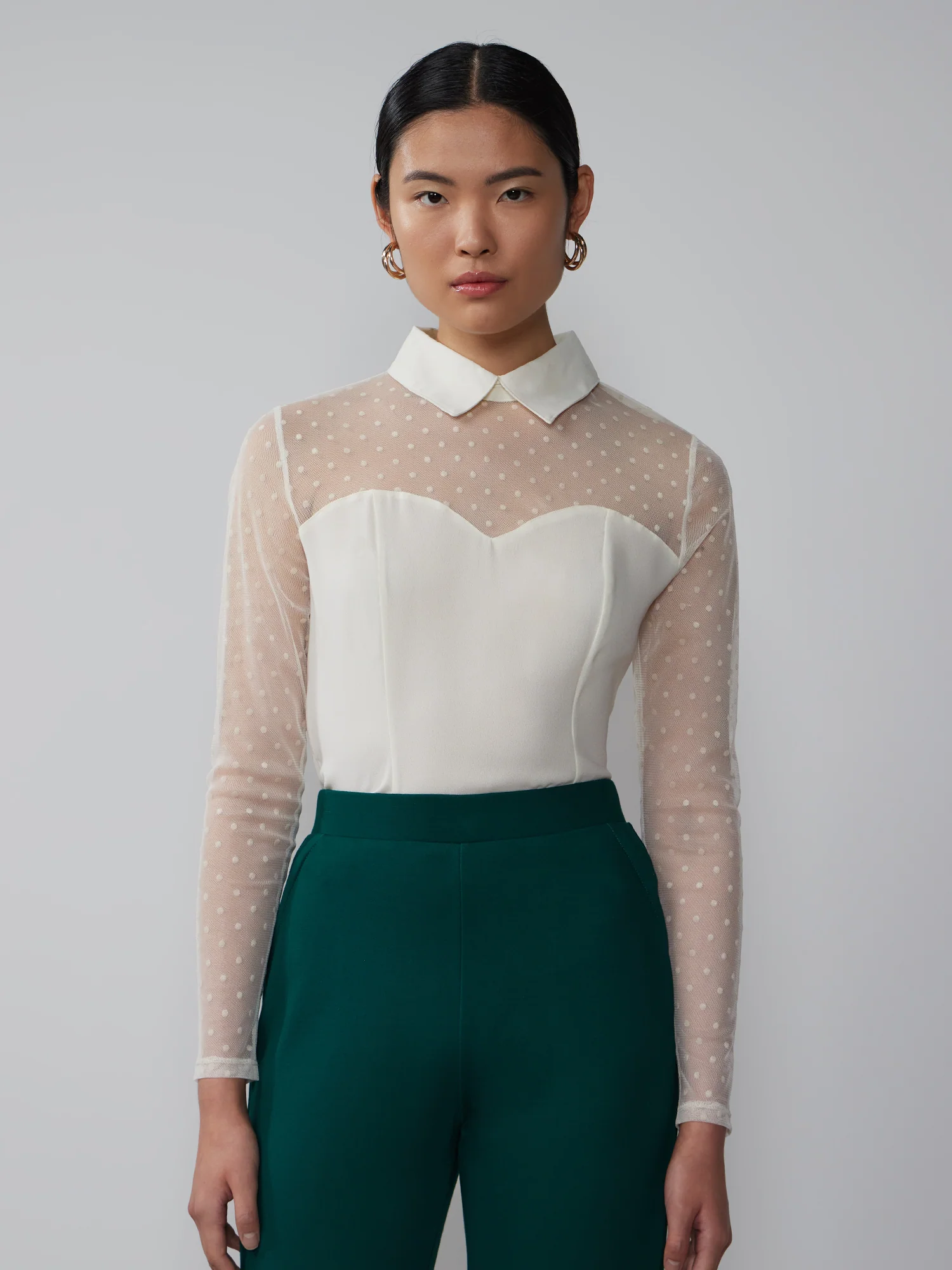 Long Sleeve Corset Bodice Mesh Top - Image 6