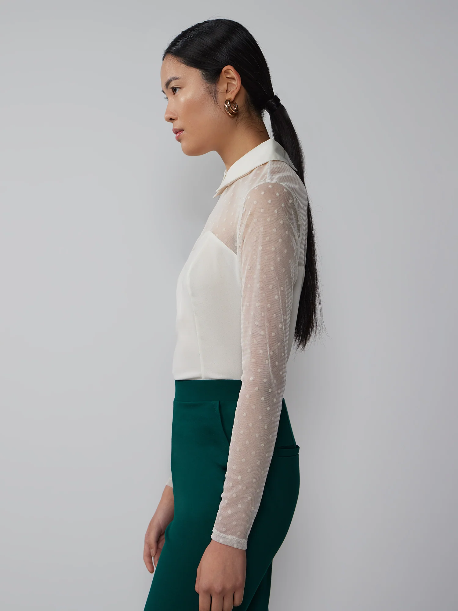 Long Sleeve Corset Bodice Mesh Top - Image 7