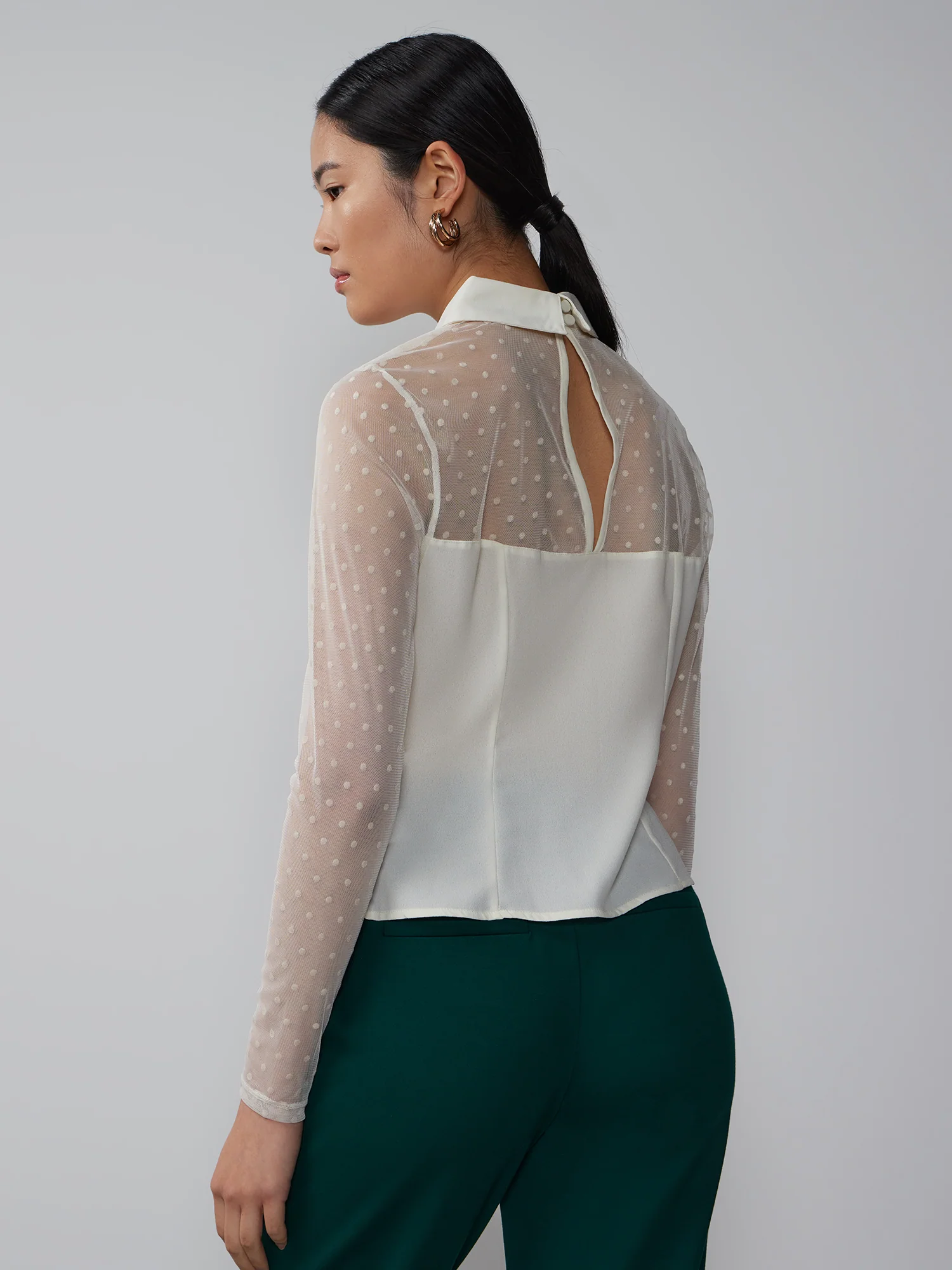 Long Sleeve Corset Bodice Mesh Top - Image 8