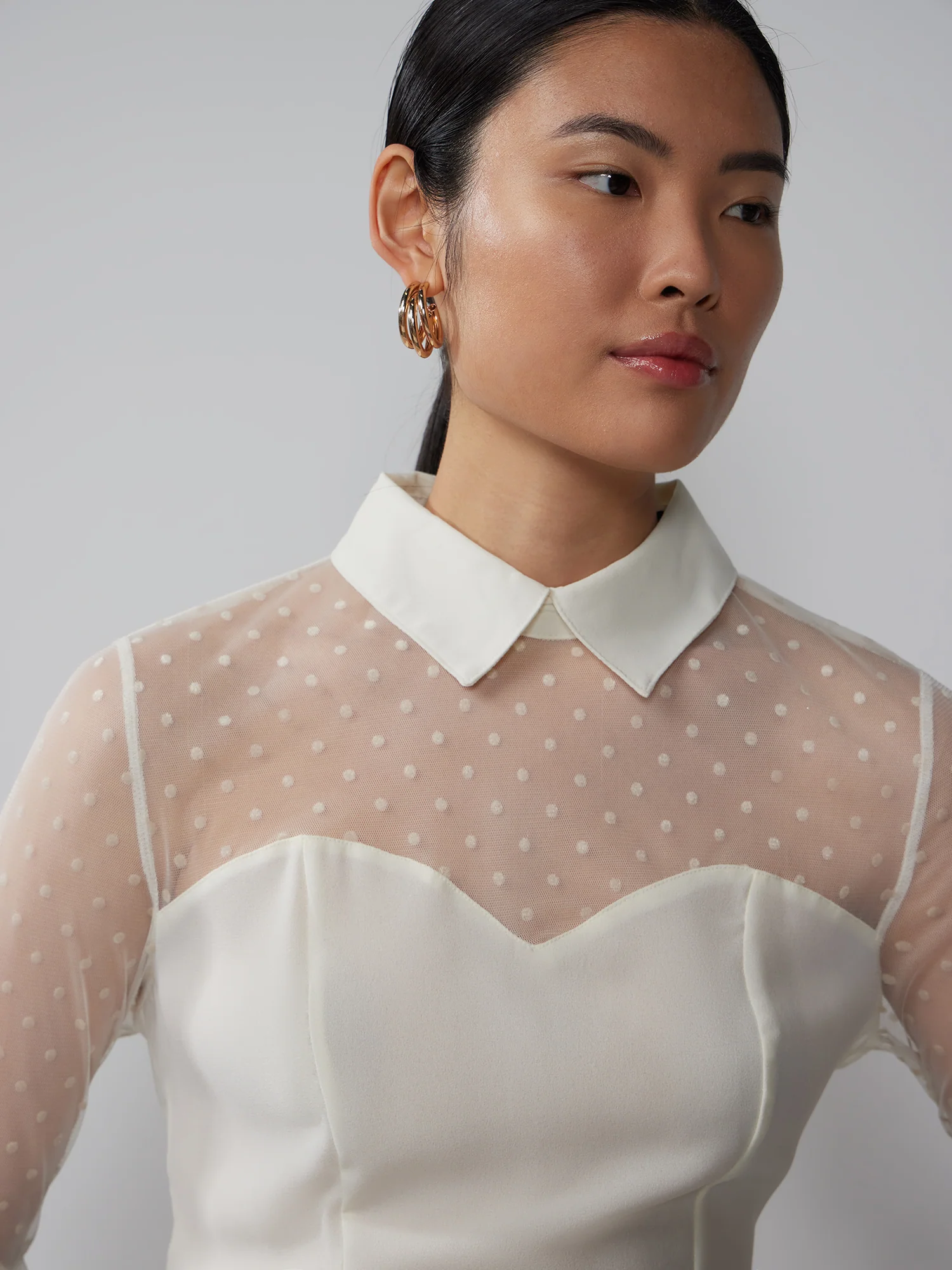 Long Sleeve Corset Bodice Mesh Top - Image 9