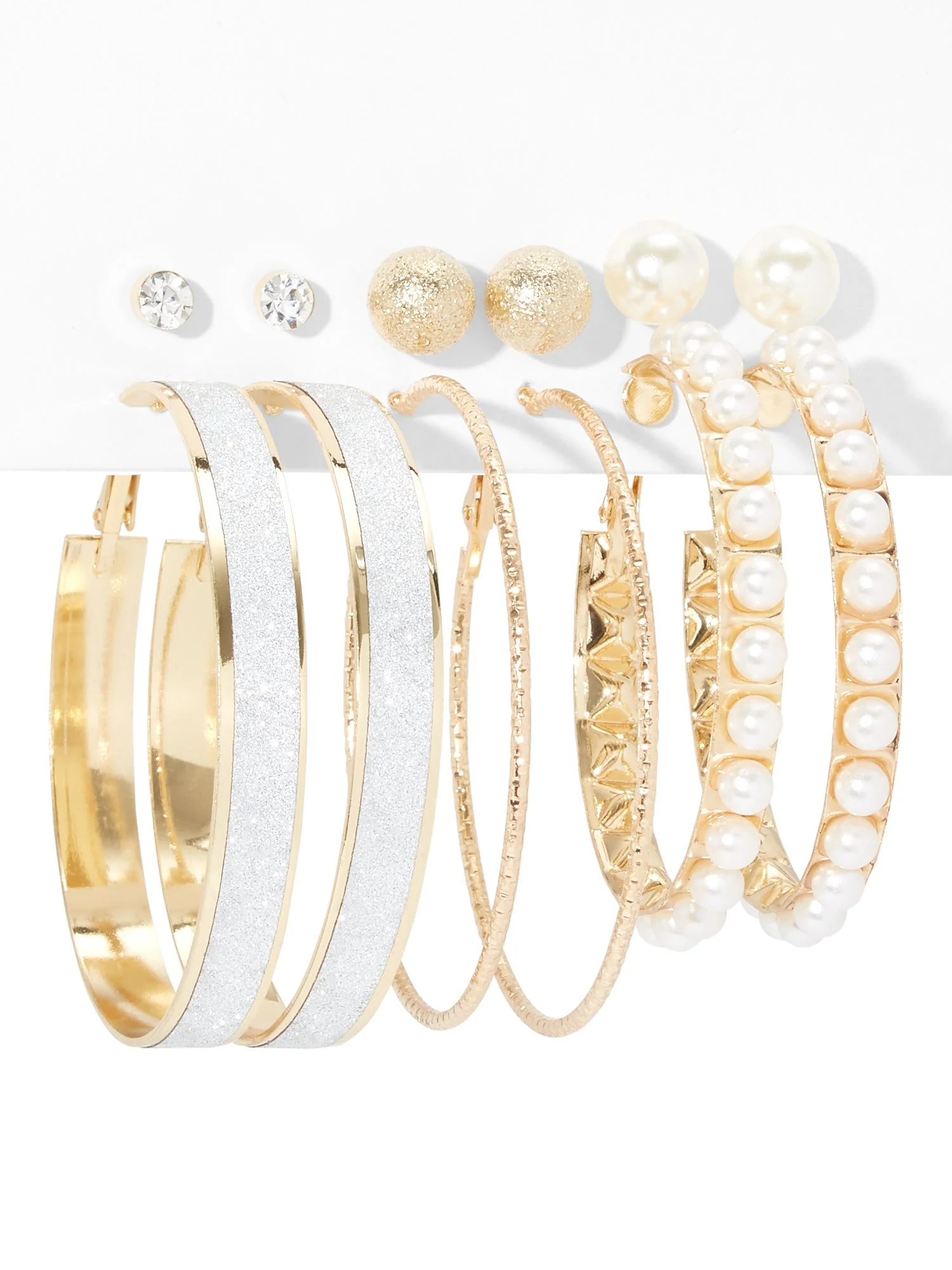6-Piece Faux-Pearl Hoop Earring Set