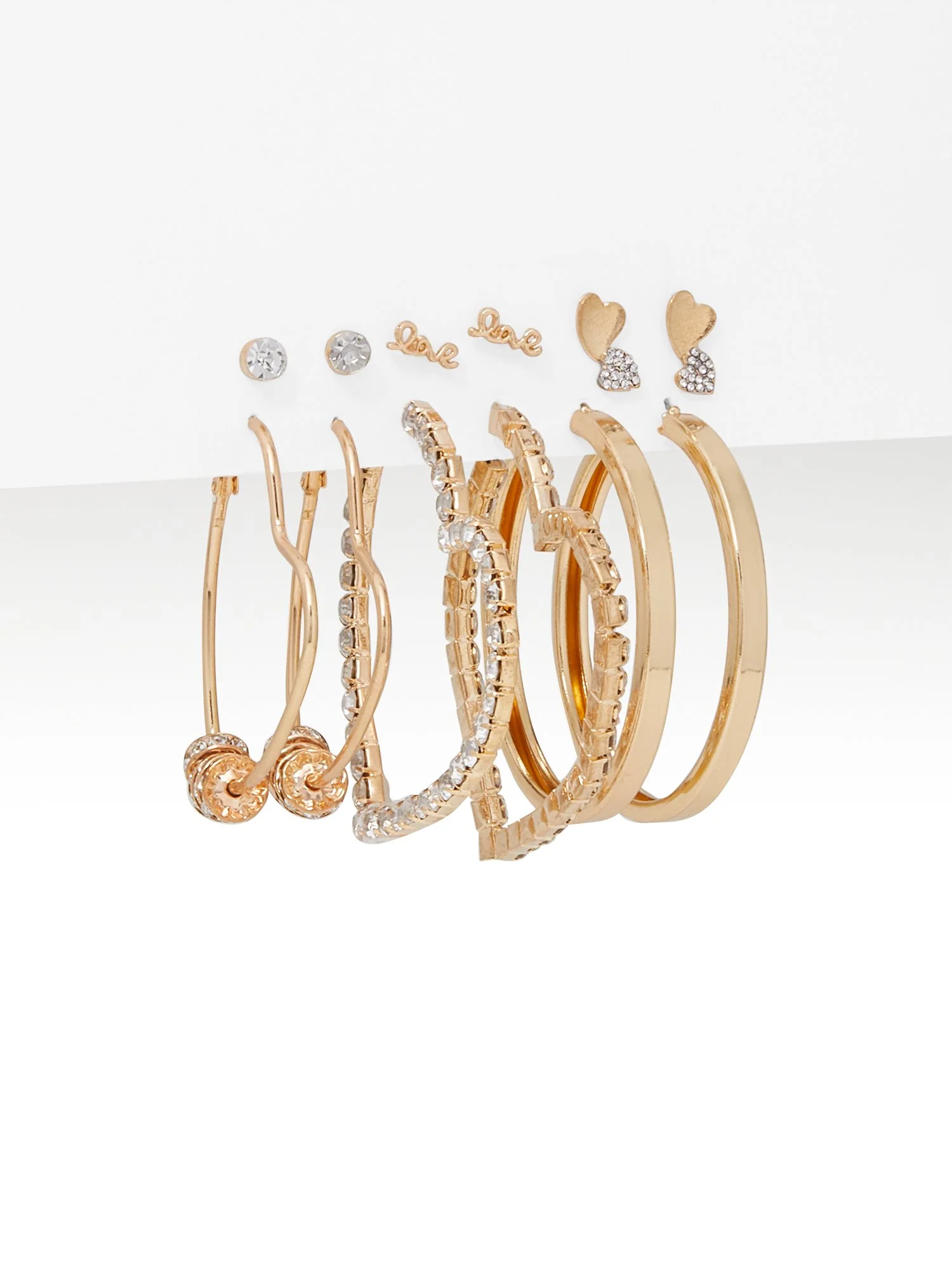 6-Piece Gold-Tone Heart Earrings Set