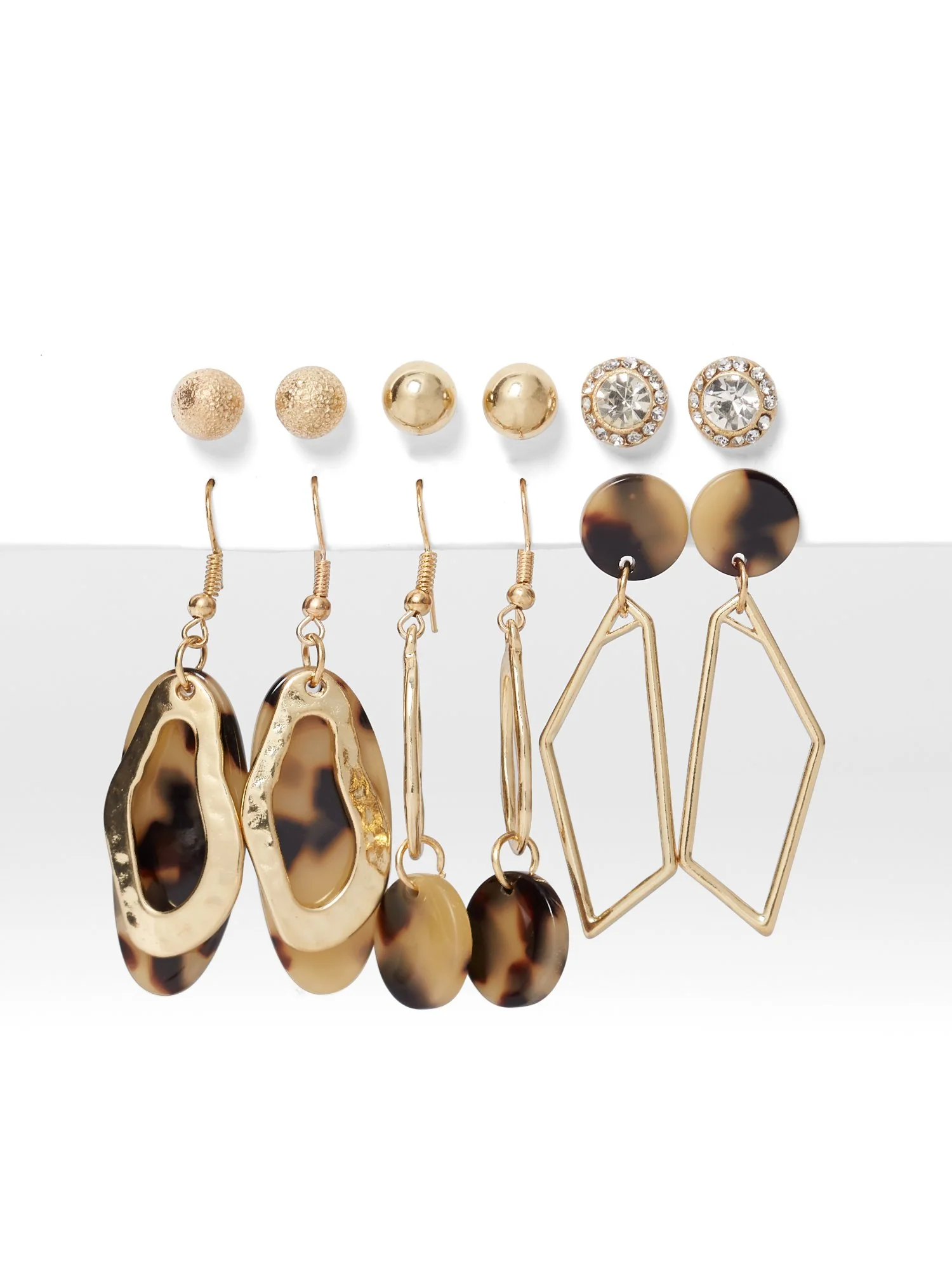 6-Piece Goldtone Post & Drop Earring Set