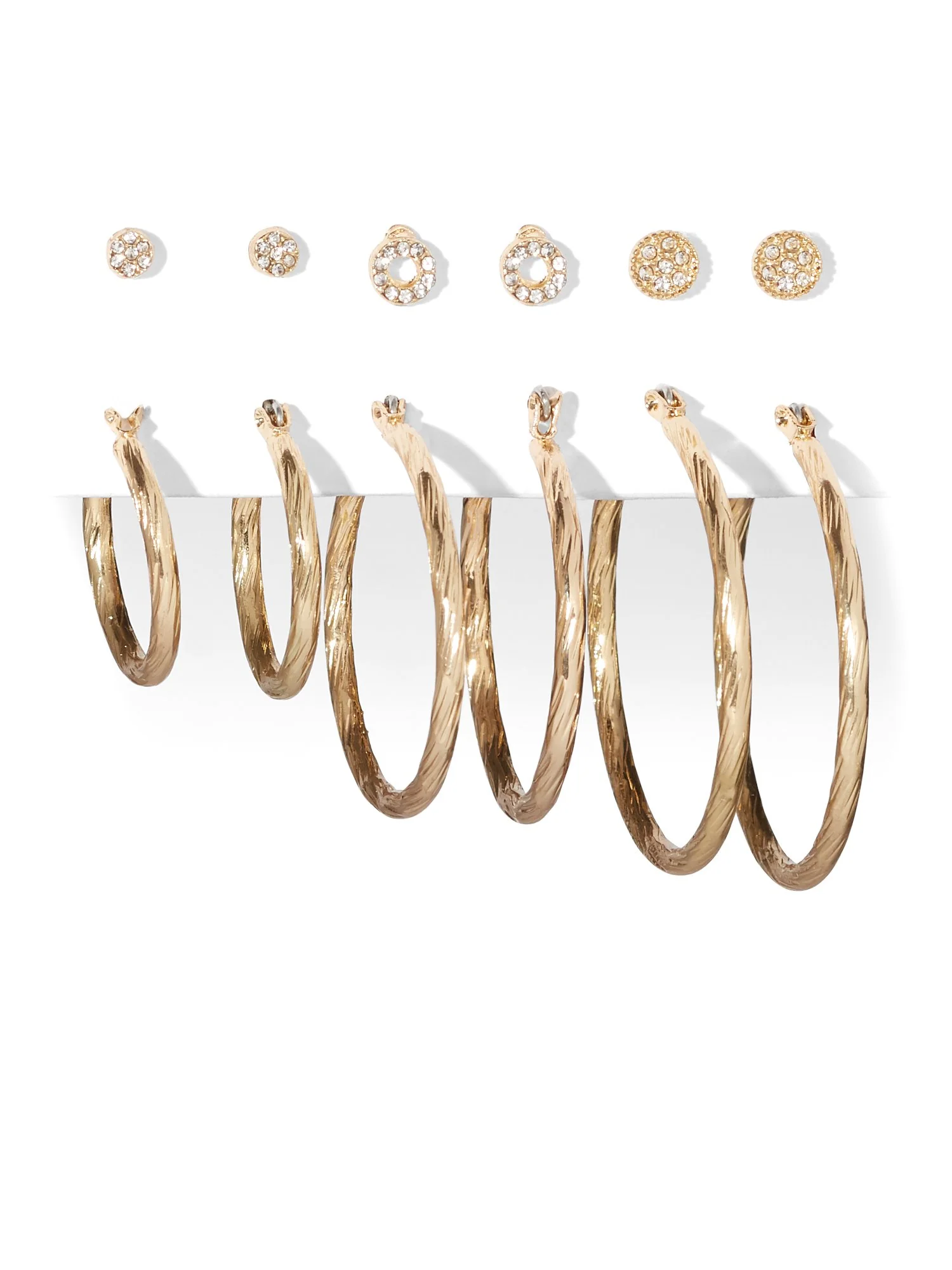 6-Piece Pave Goldtone Earring Set