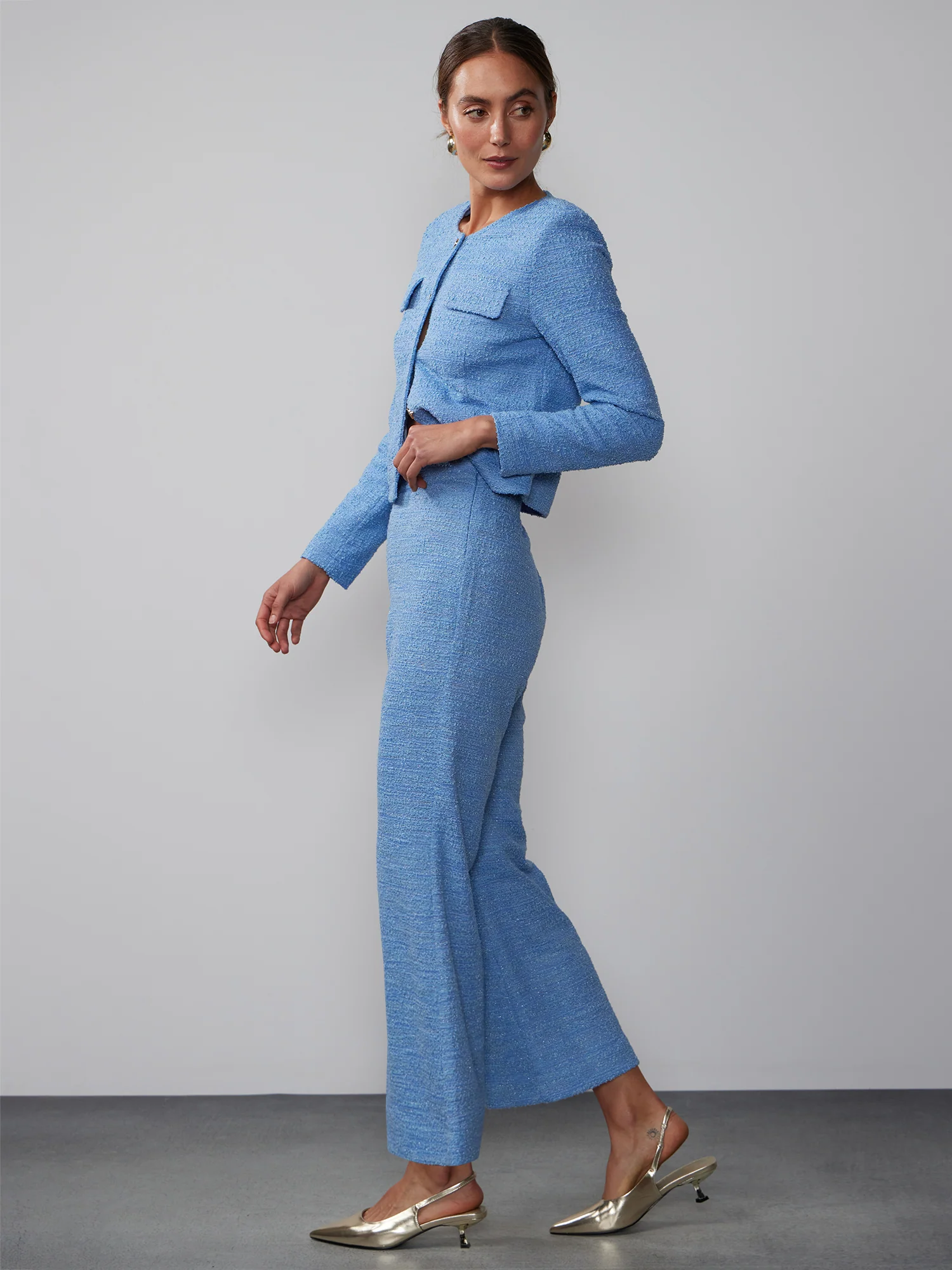 High Rise Flared Tweed Pant - Image 2