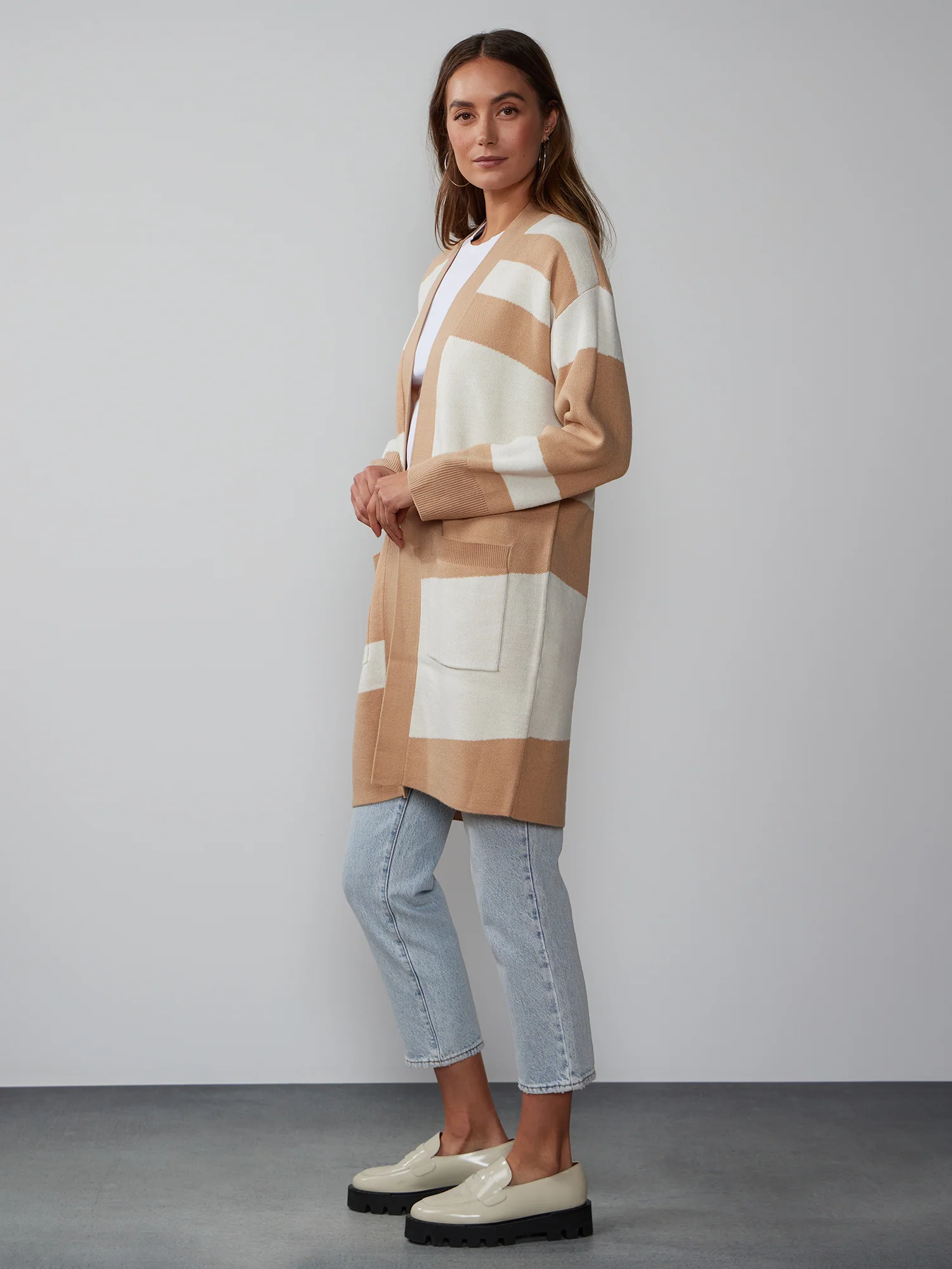 Long Sleeve Abstract Stripe Cardigan - Image 2