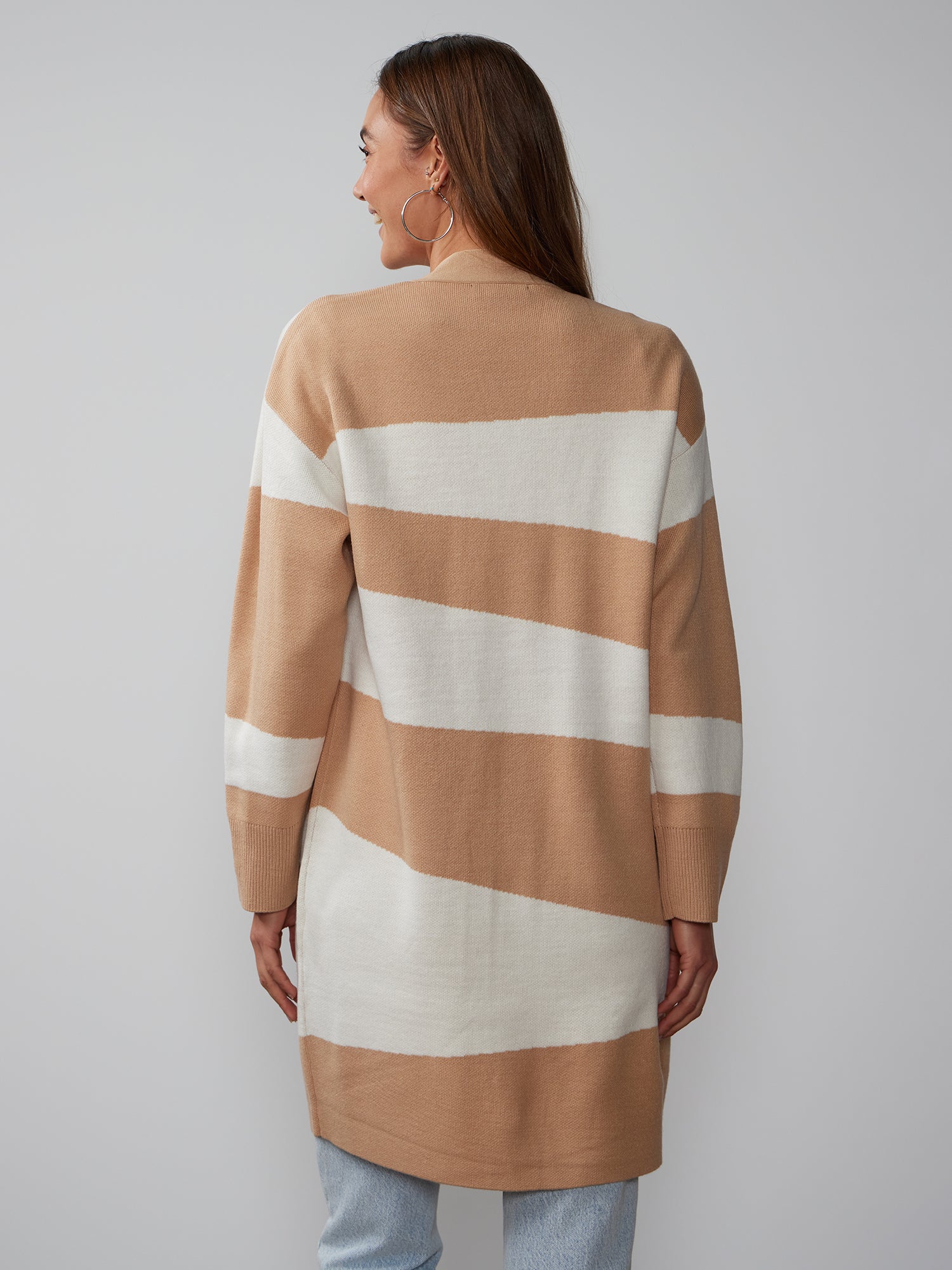 Long Sleeve Abstract Stripe Cardigan - Image 3