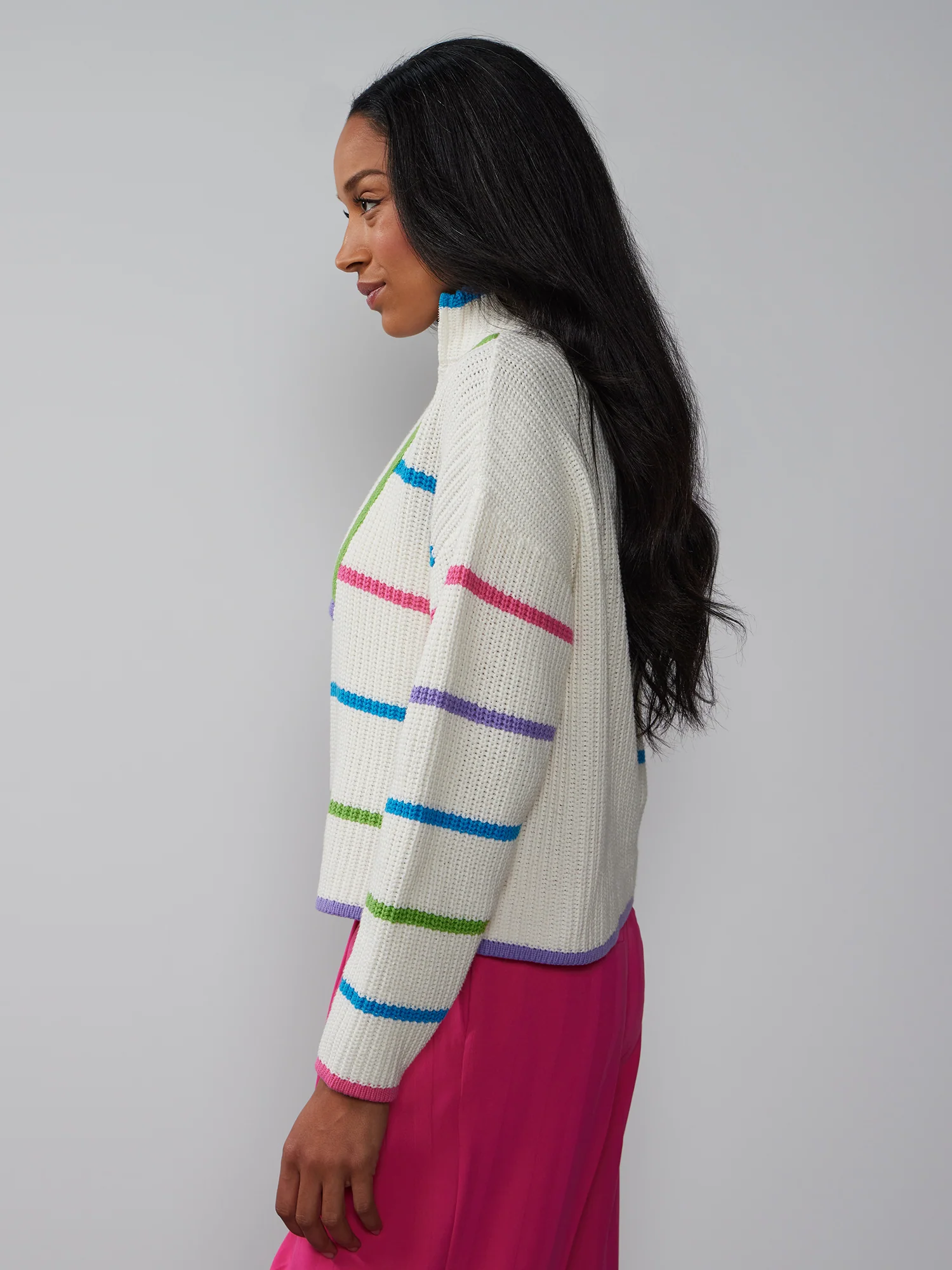 Quarter Zip Multi Stripe Sweater - Image 2