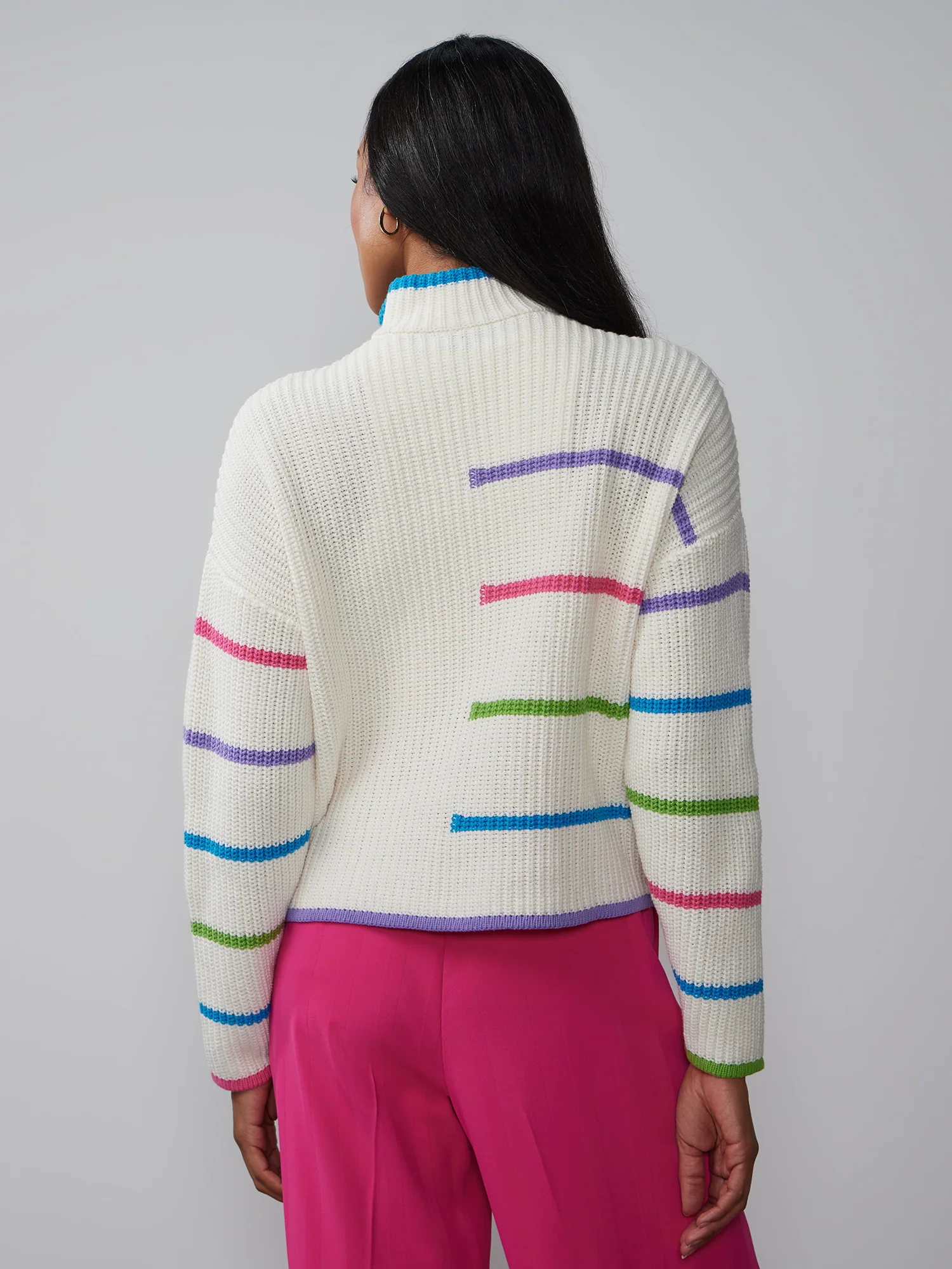 Quarter Zip Multi Stripe Sweater - Image 3