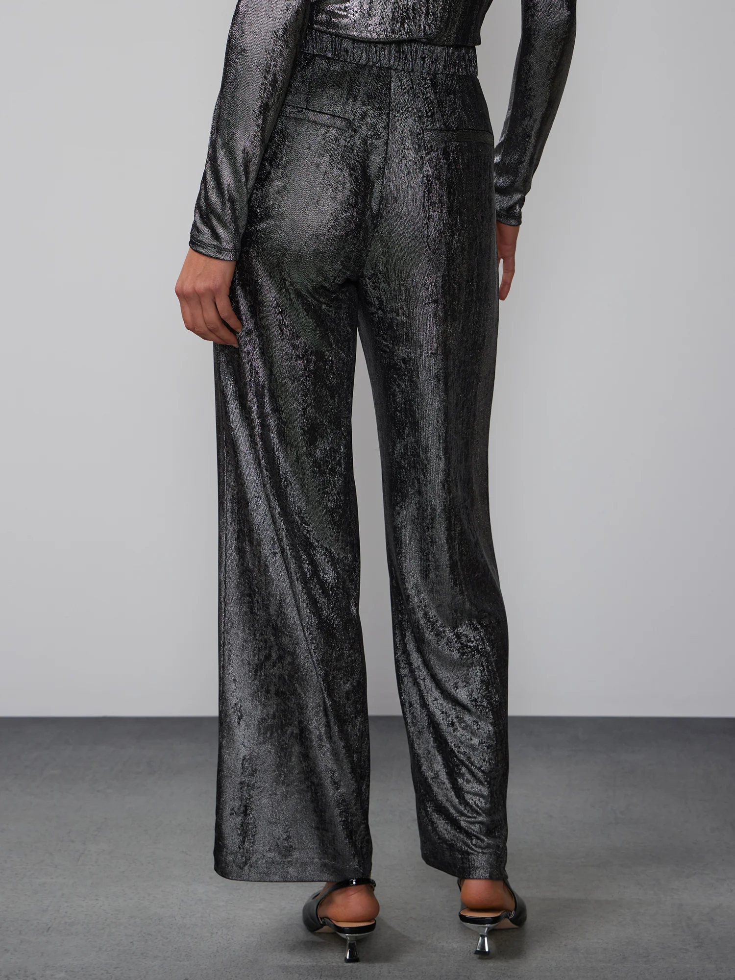 Slinky Metallic Wide Leg Pant - Image 3